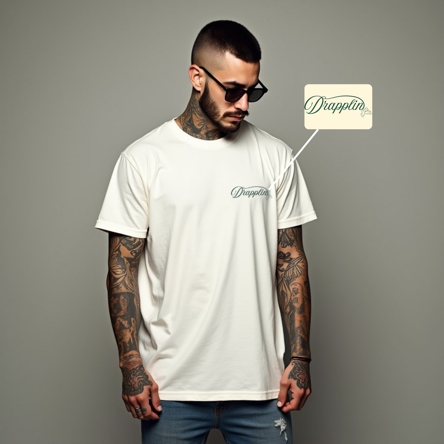 Drapplin Love Unisex Off White Premium Oversized Printed T-shirt
