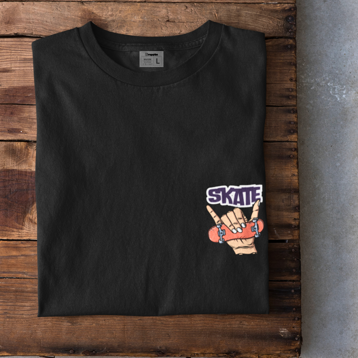 Skate Black Oversized Typography Back Printed T-shirt