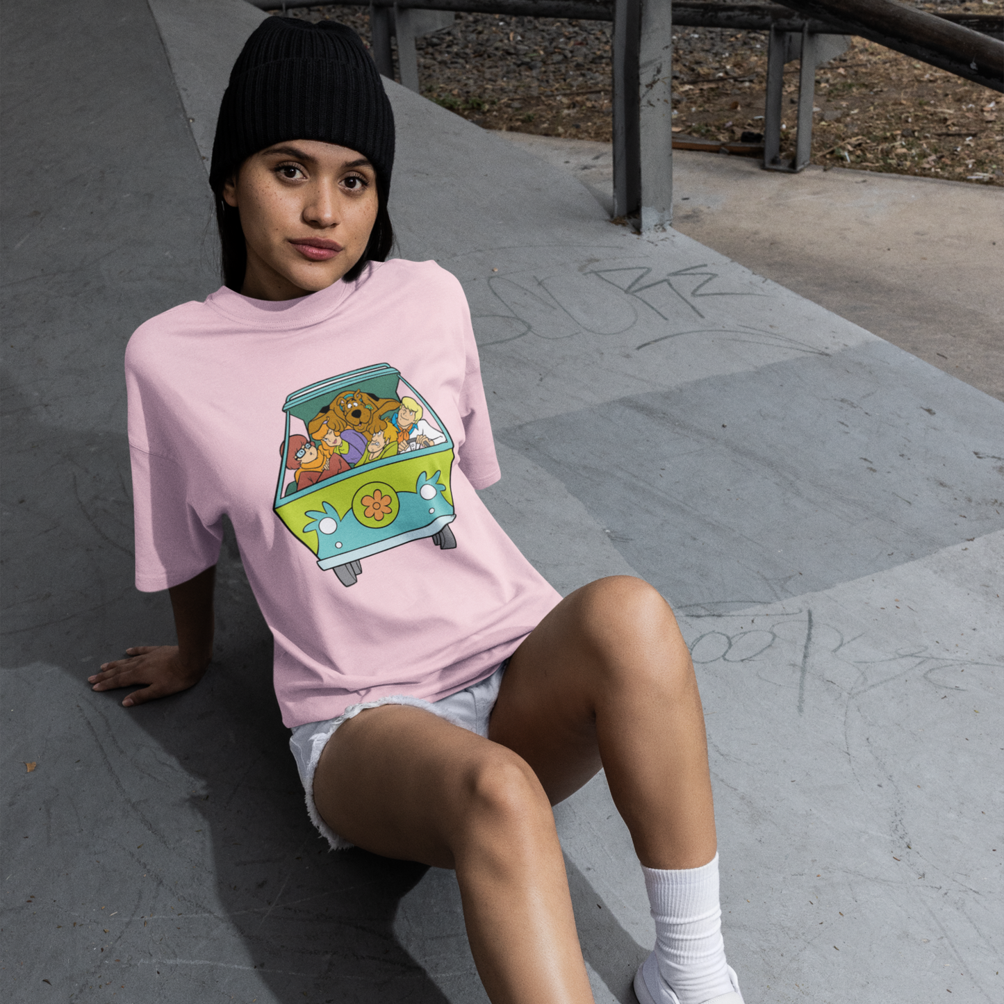Scooby Doo Premium Unisex Light Pink Oversized Printed T-shirt