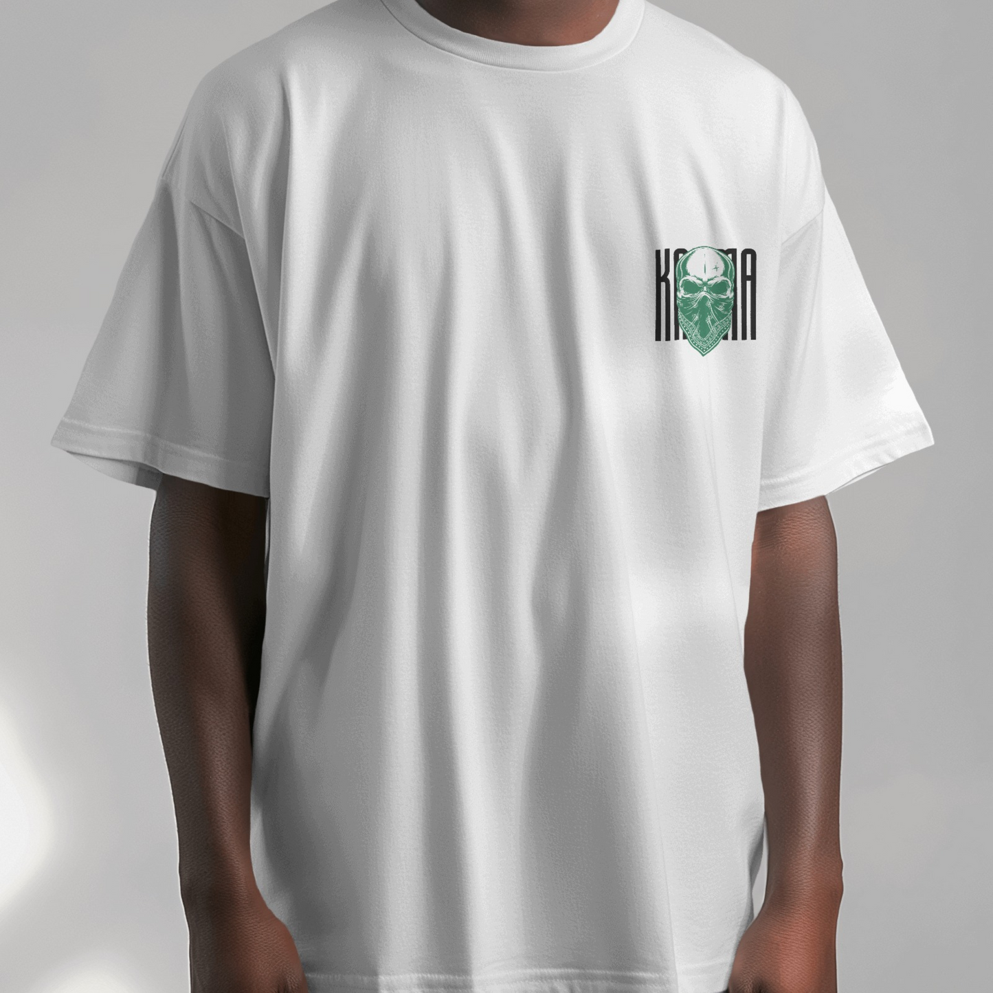 Karma Premium White Oversized Typography Back Printed T-shirt