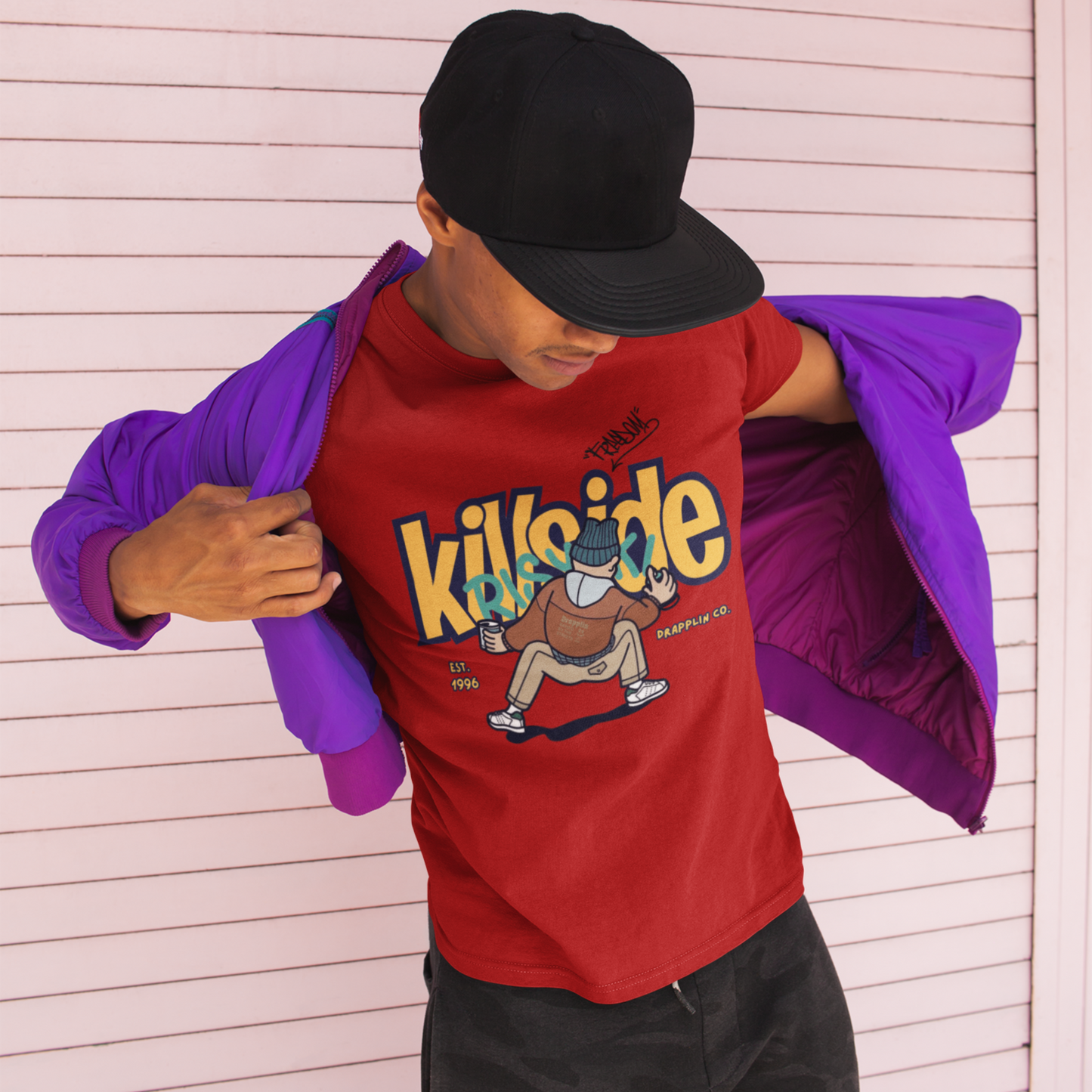 Killside Red Crew Neck Graphic Printed T-shirt