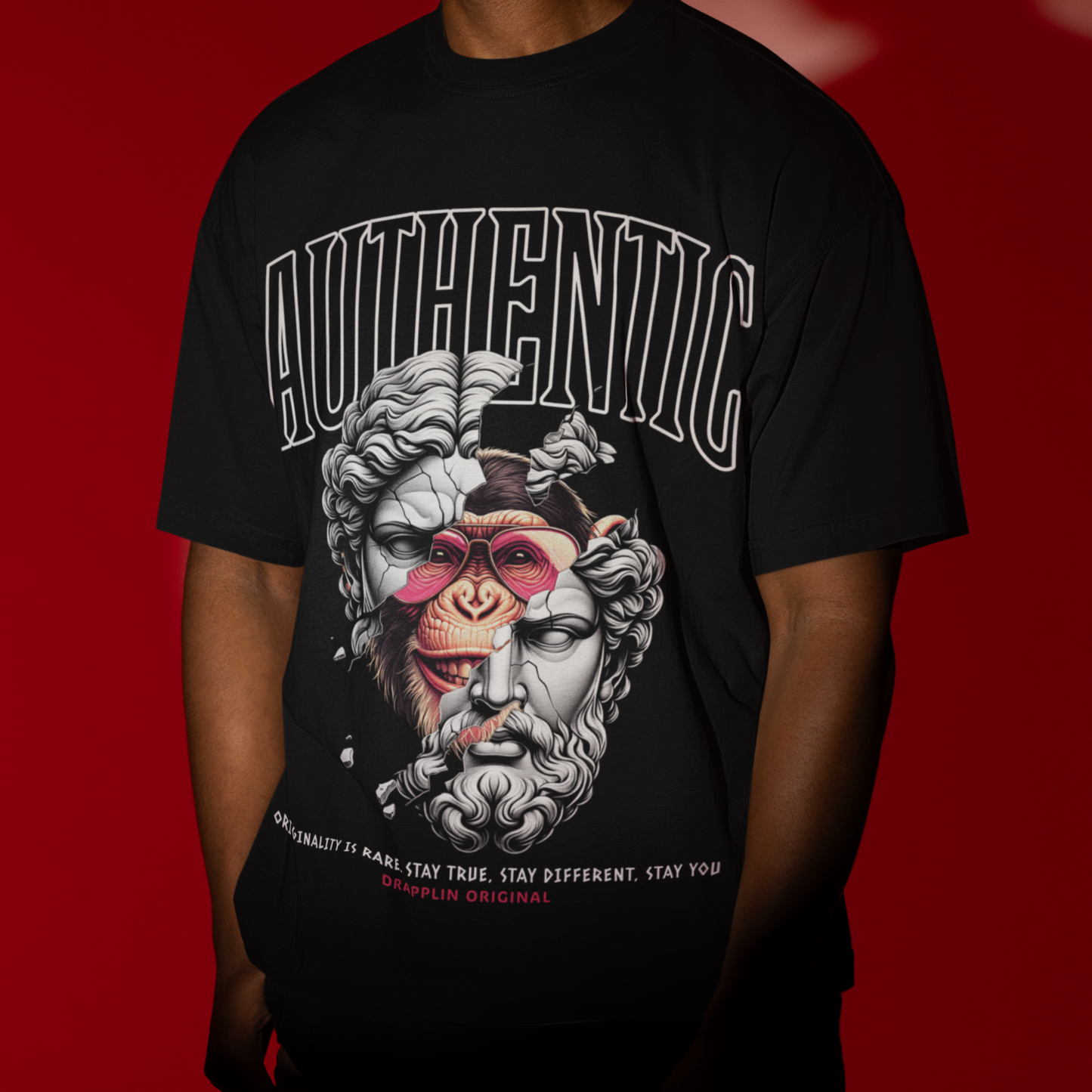 Authentic Premium Black Oversized Printed T-shirt