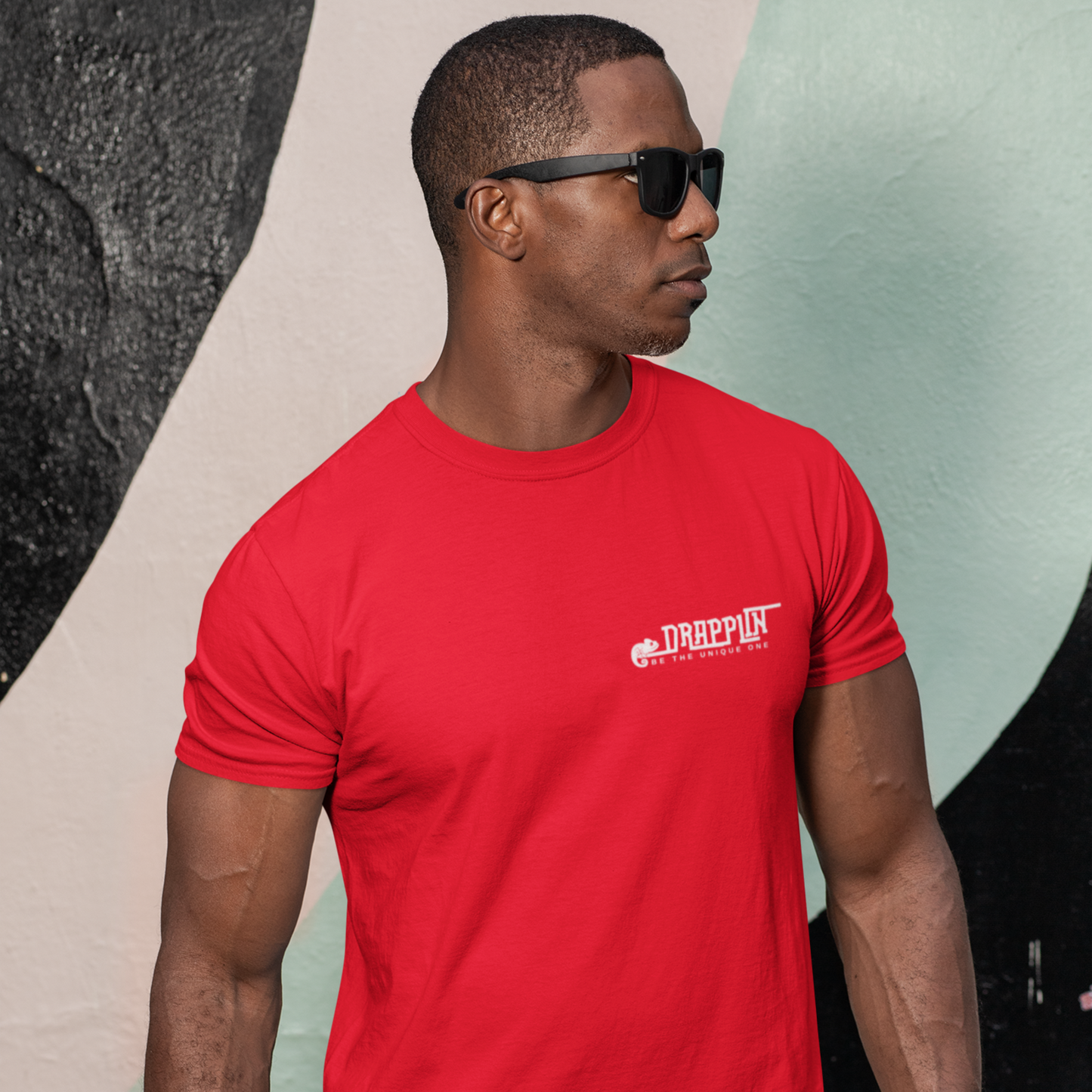 Drapplin Logo Red Crew Neck Embroidered T-shirt