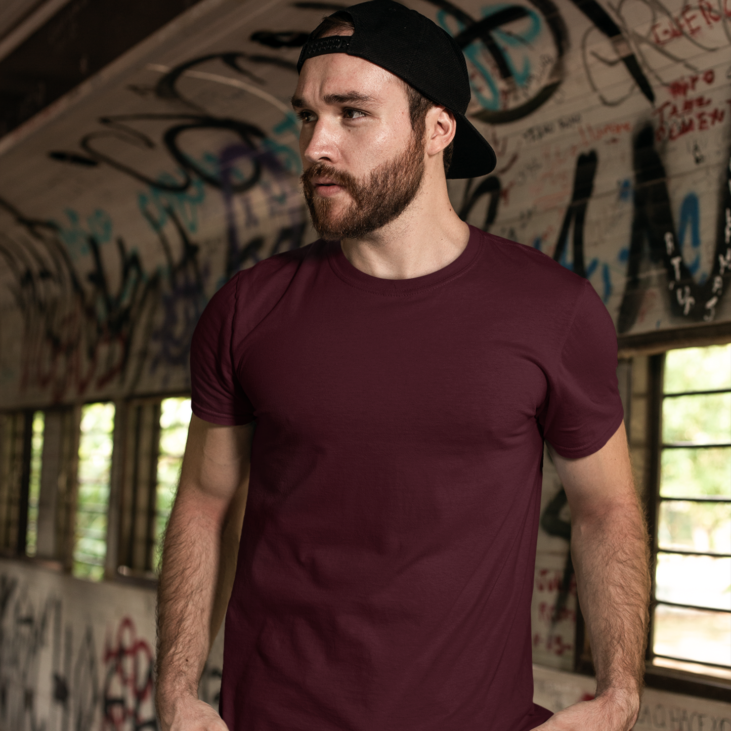 Premium Maroon Regular Crew Neck Solid Plain T-shirt