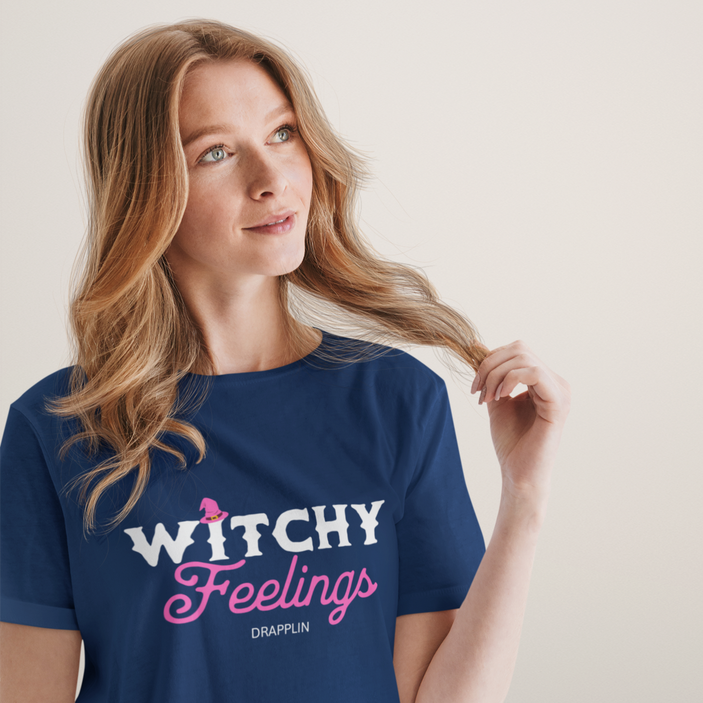 Witchy Feelings Navy Blue Relaxed Fit Printed T-shirt