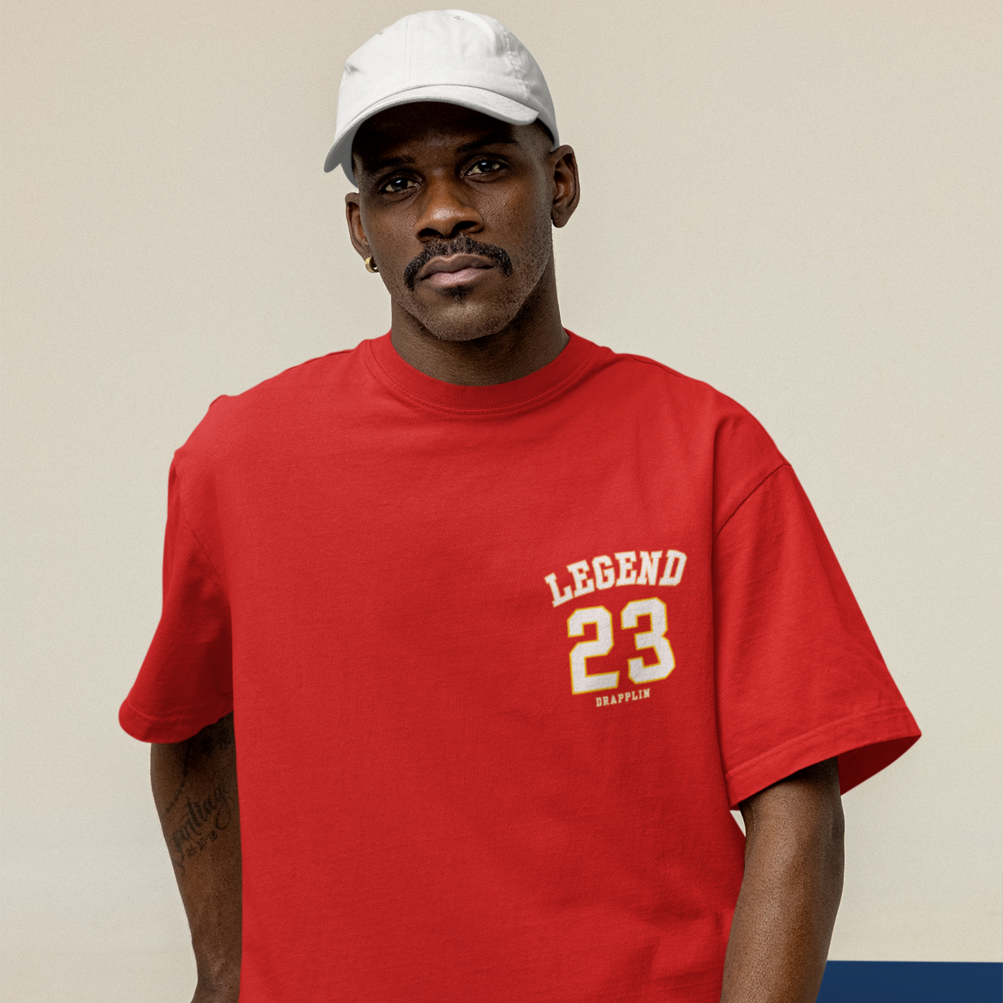 Legend Premium Red Oversized Typography Back Printed T-shirt