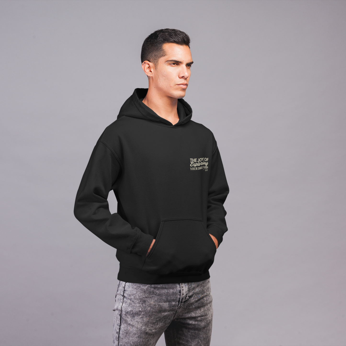 Exploring Black Regular Back Typographic Printed Hoodie