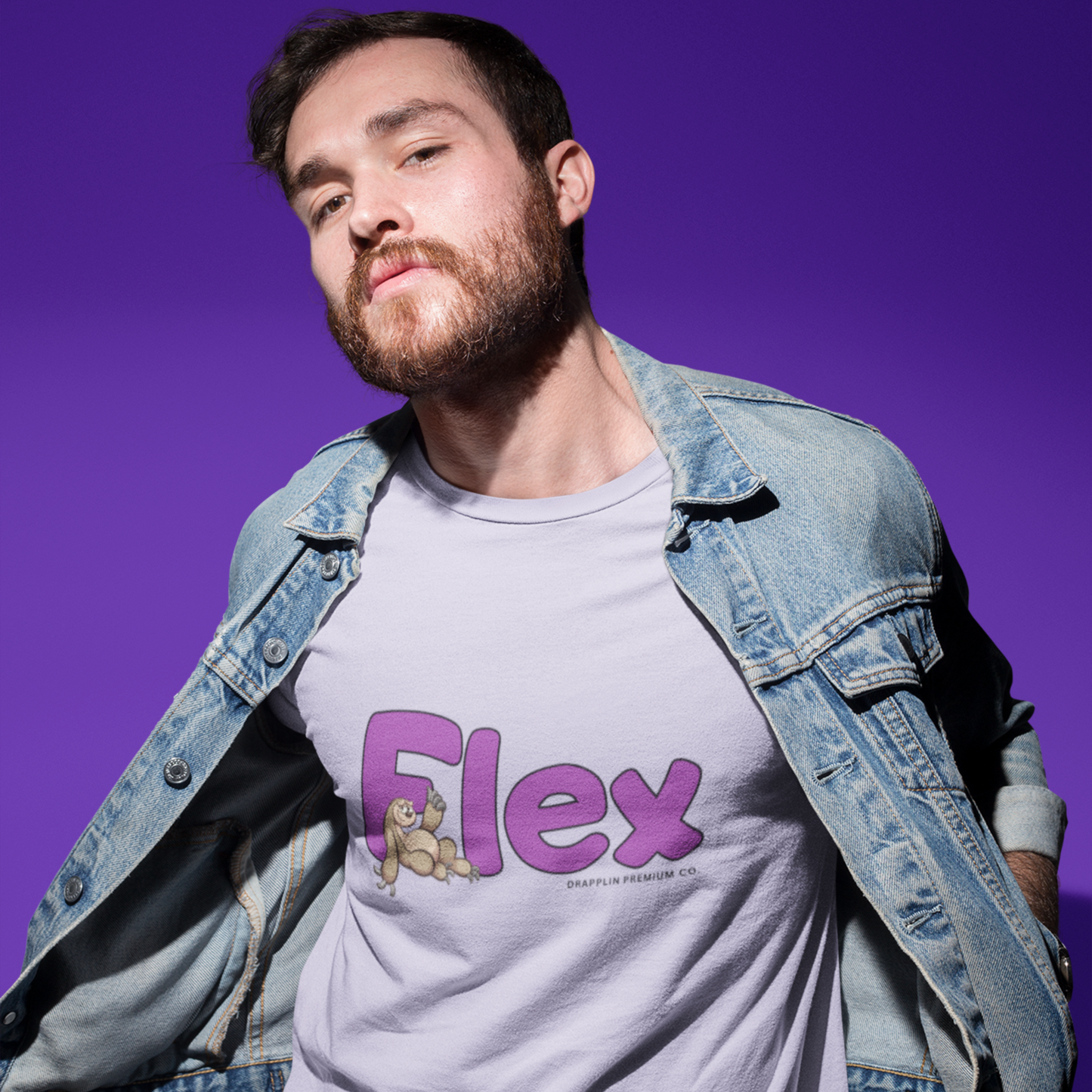 Flex Lavender Crew Neck Graphic Printed T-shirt