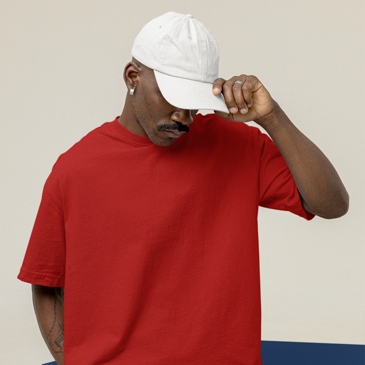 Premium Red Oversized Solid Plain T-shirt