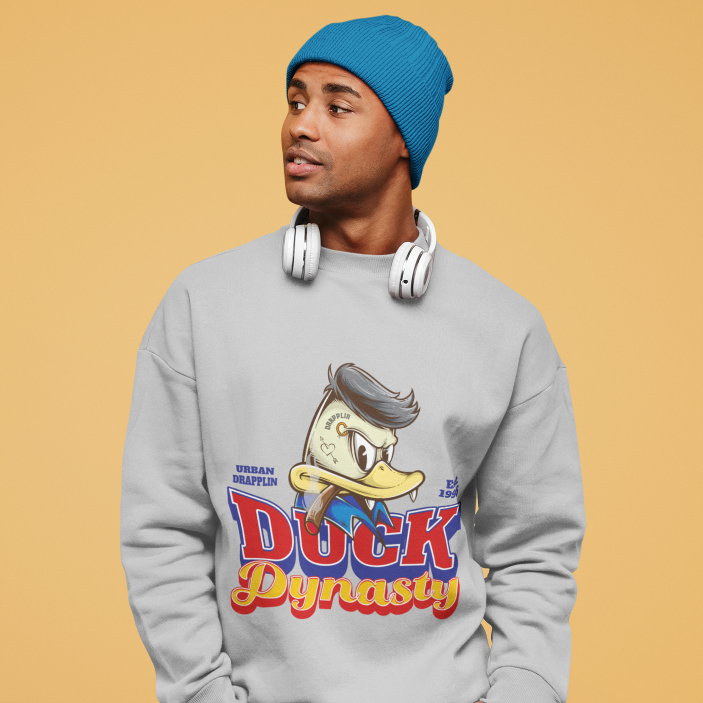 Duck Dynasty Grey Mélange Regular Printed Sweatshirt