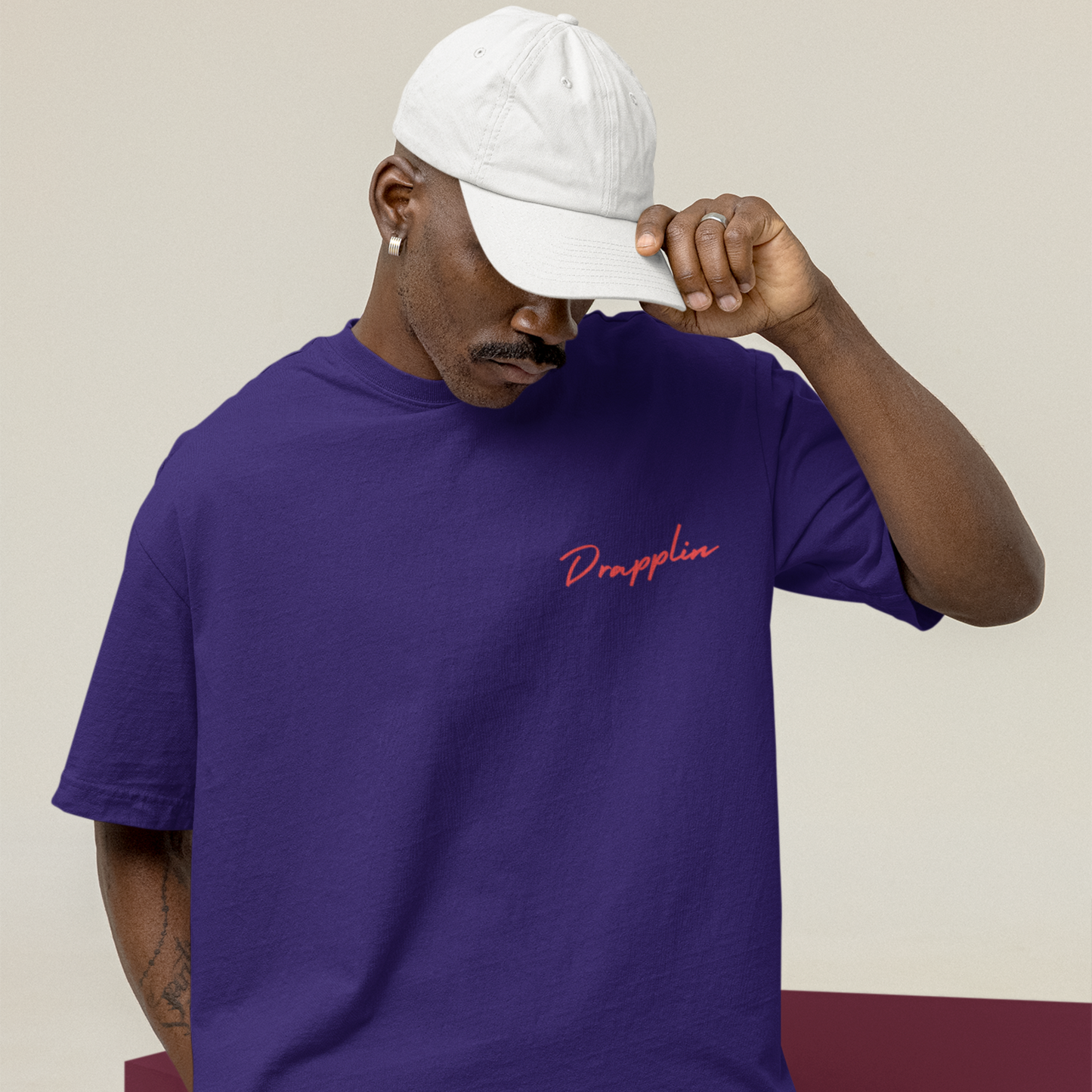No Stress Premium Purple Oversized Typography Back Printed T-shirt