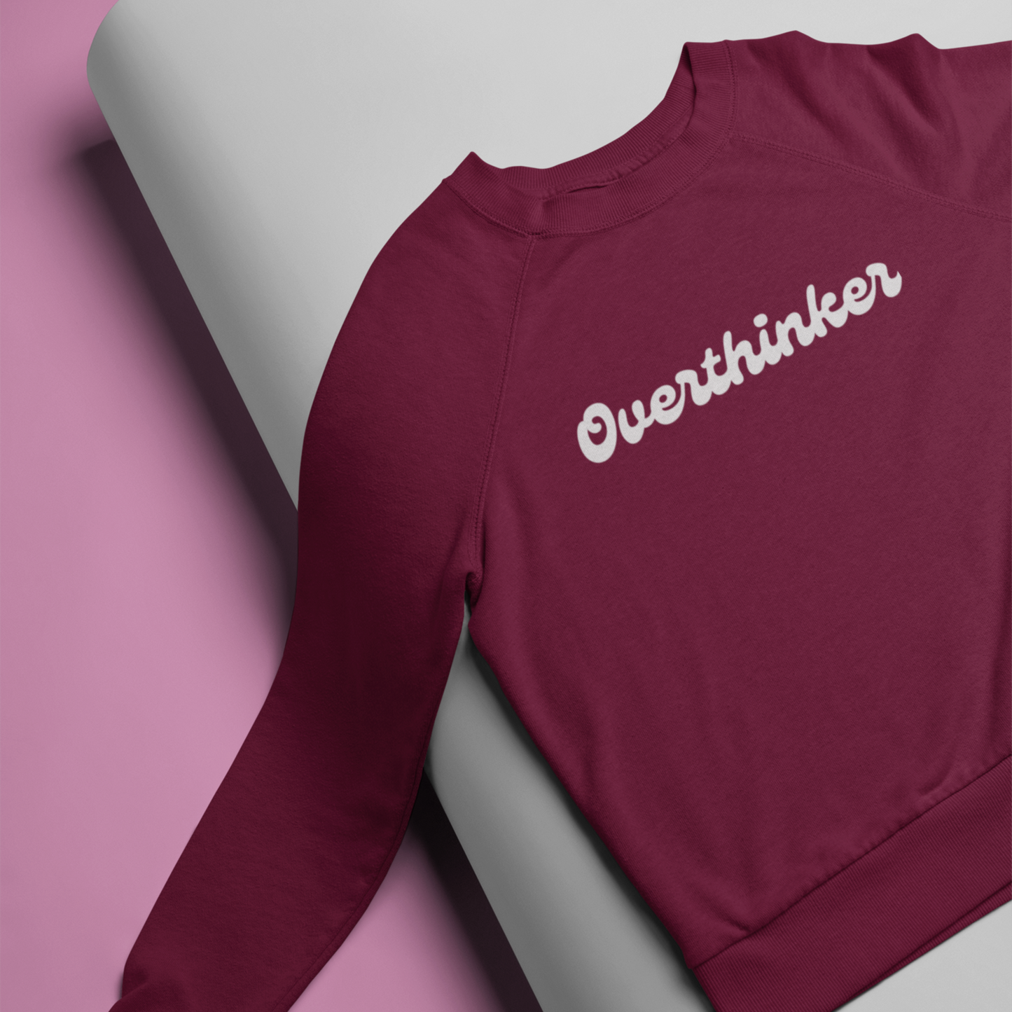 Overthinker Maroon Woman Regular Typographic Printed Sweatshirt