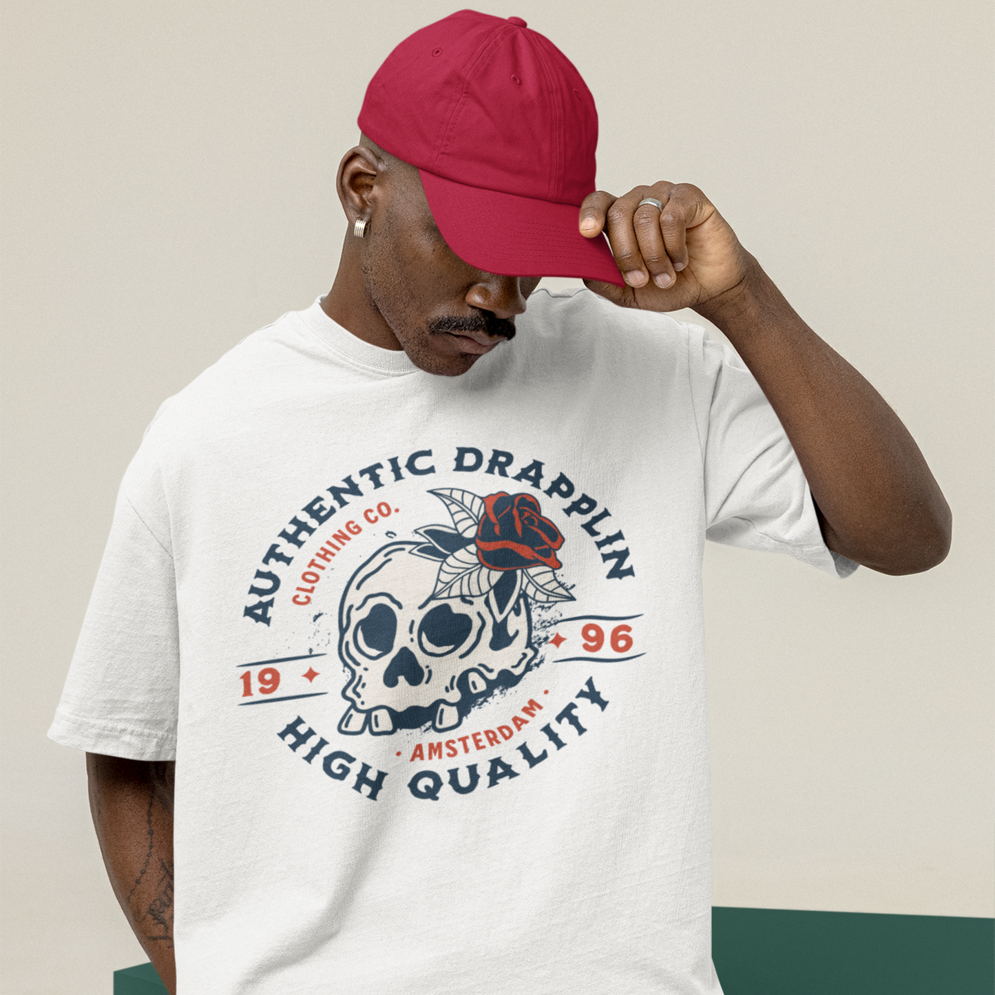 Drapplin Authentic Premium White Oversized Printed T-shirt
