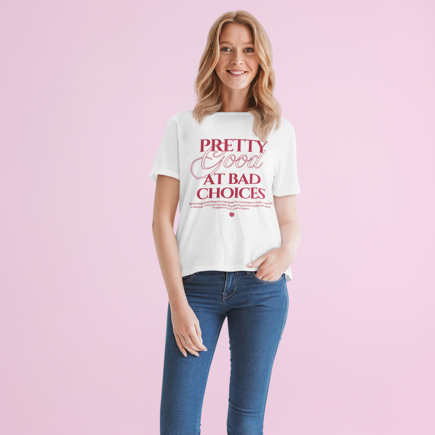 Bad Choices Premium White Woman Oversized Printed T-shirt
