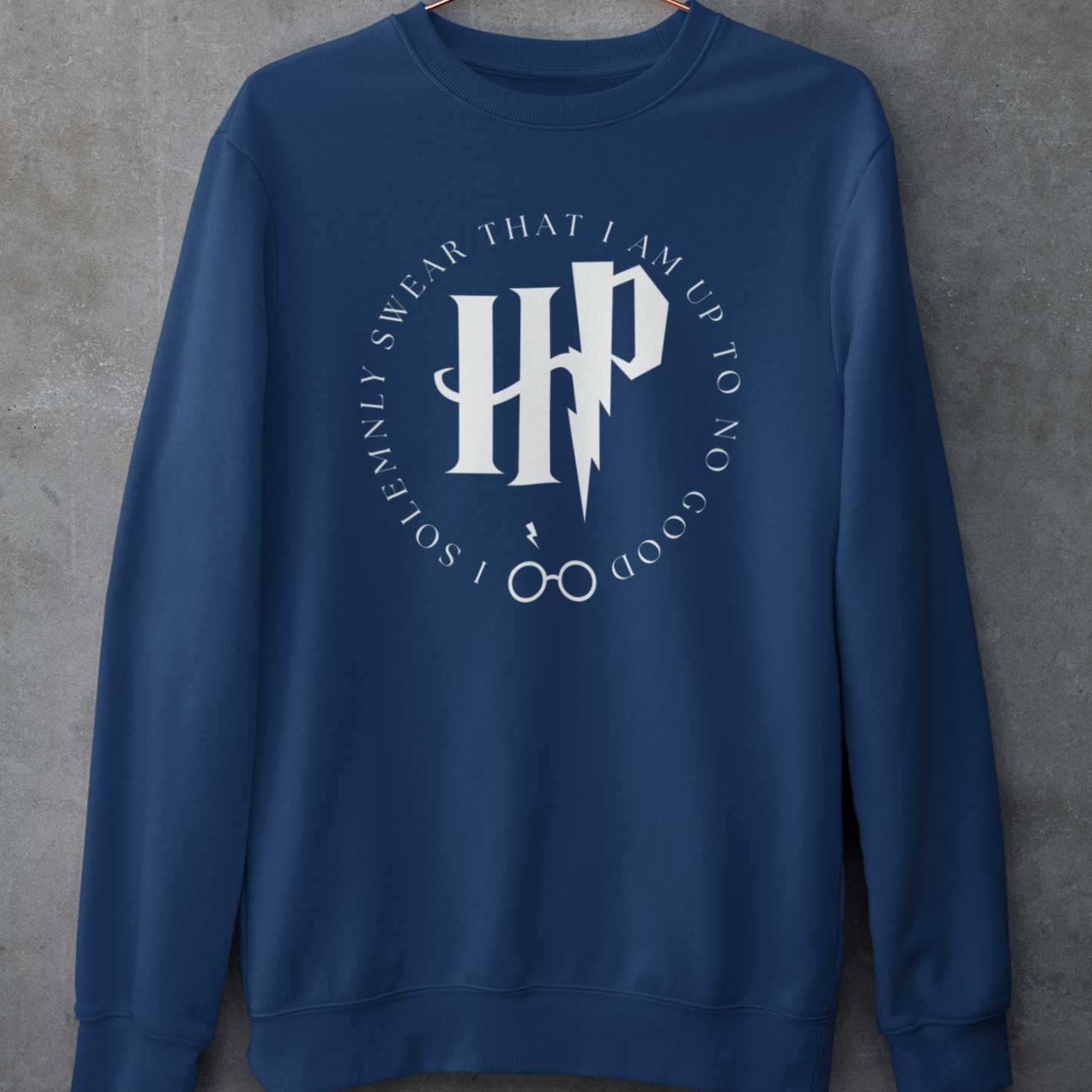 Harry Potter Navy Blue Woman Regular Typographic Printed Sweatshirt
