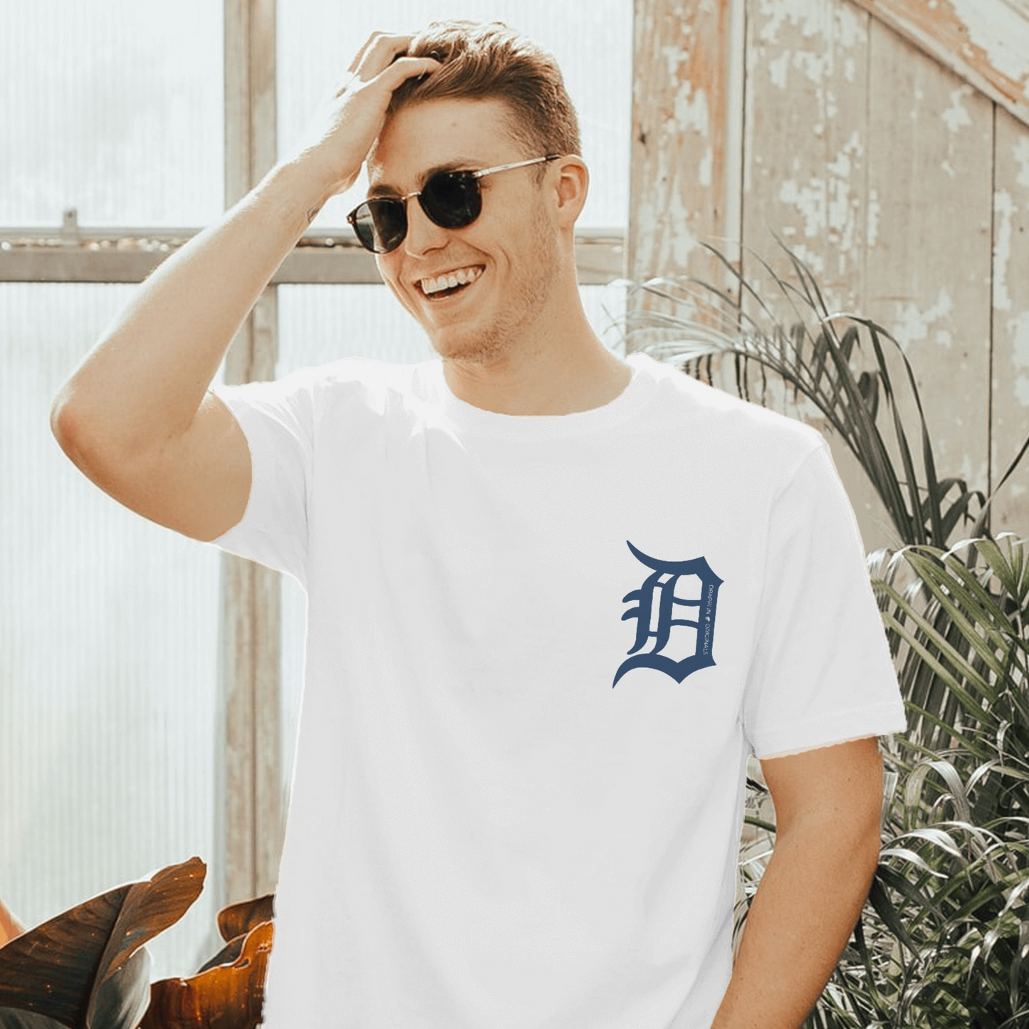 Drapplin Originals Typographic White Crew Neck Printed T-shirt
