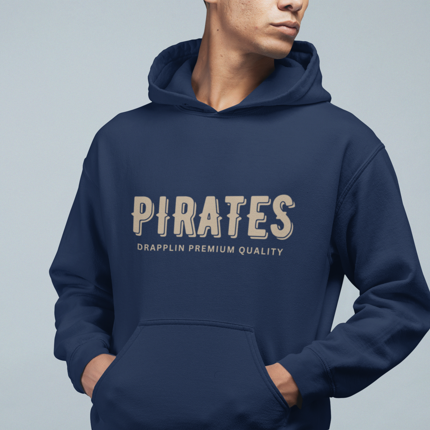 Pirates Navy Blue Regular Back Typographic Printed Hoodie