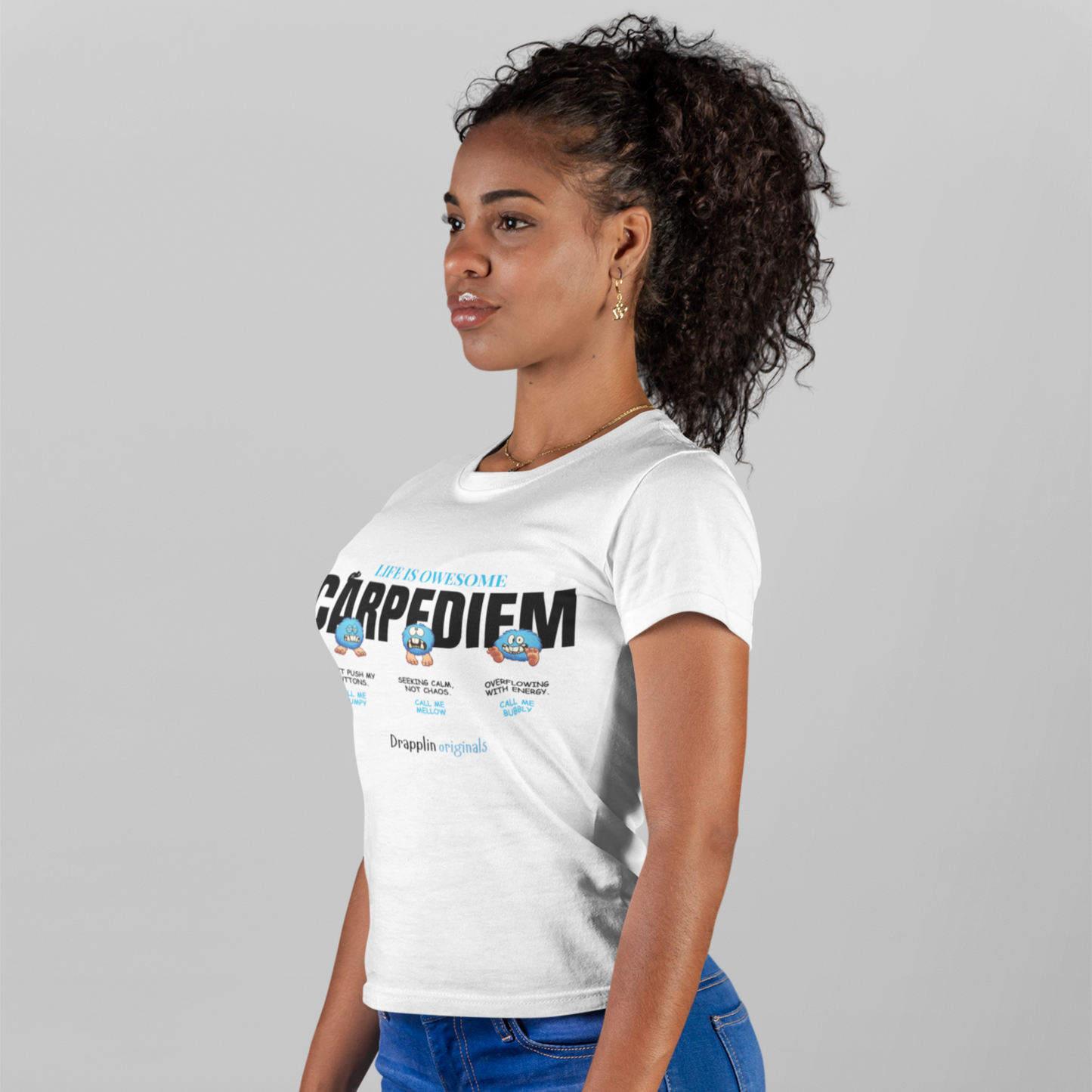 Carpediem White Woman Regular Fit Printed T-shirt