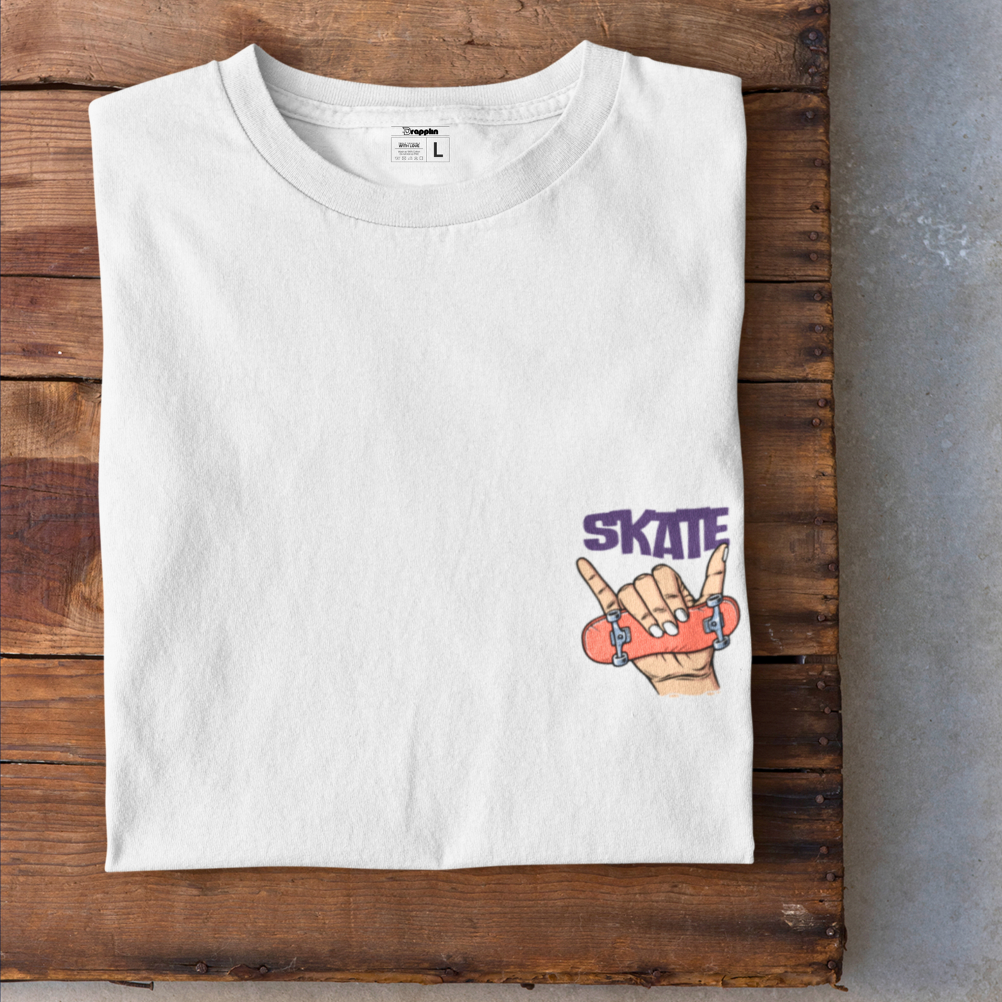 Skate White Oversized Typography Back Printed T-shirt