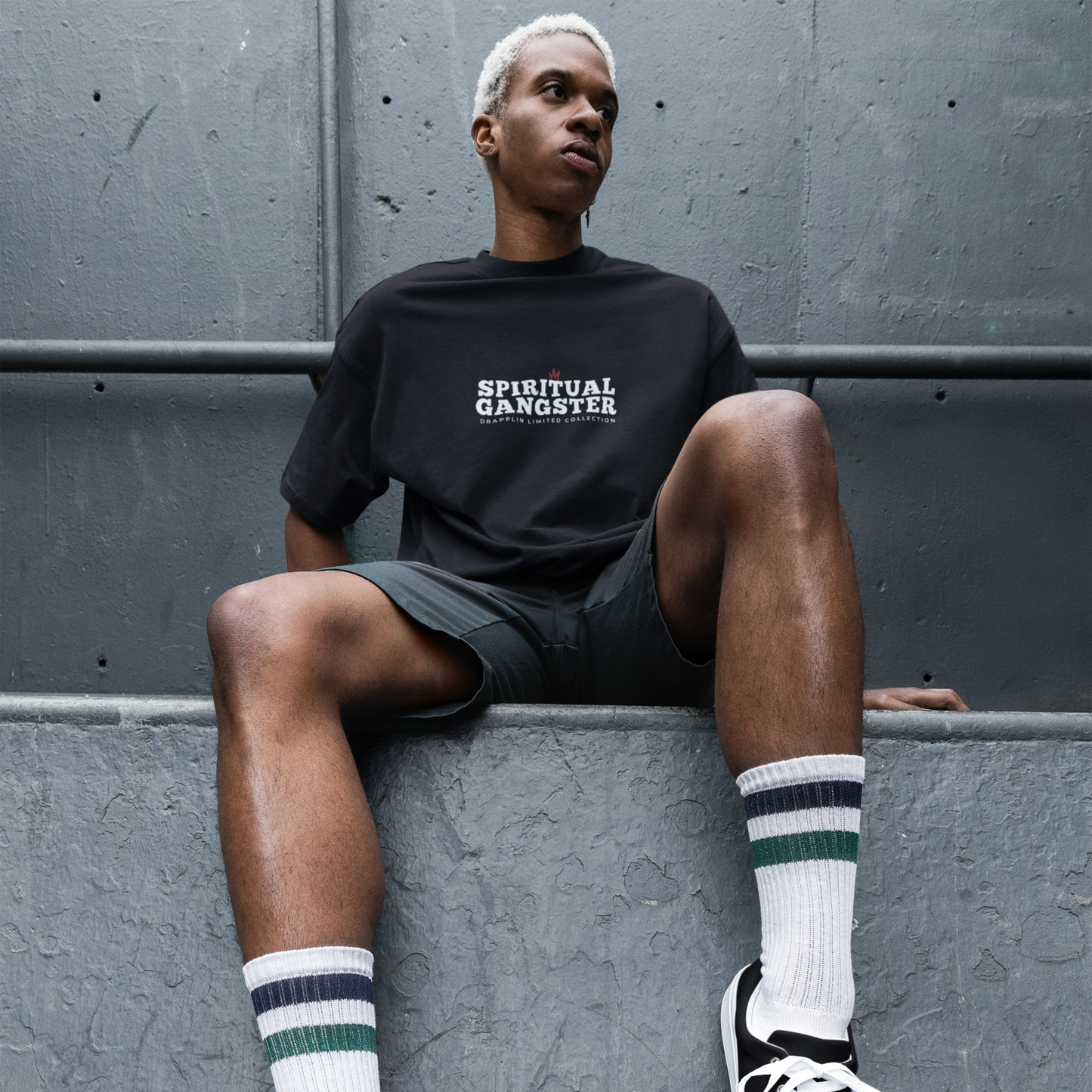 Spiritual Gangster Premium Black Oversized Typography Back Printed T-shirt