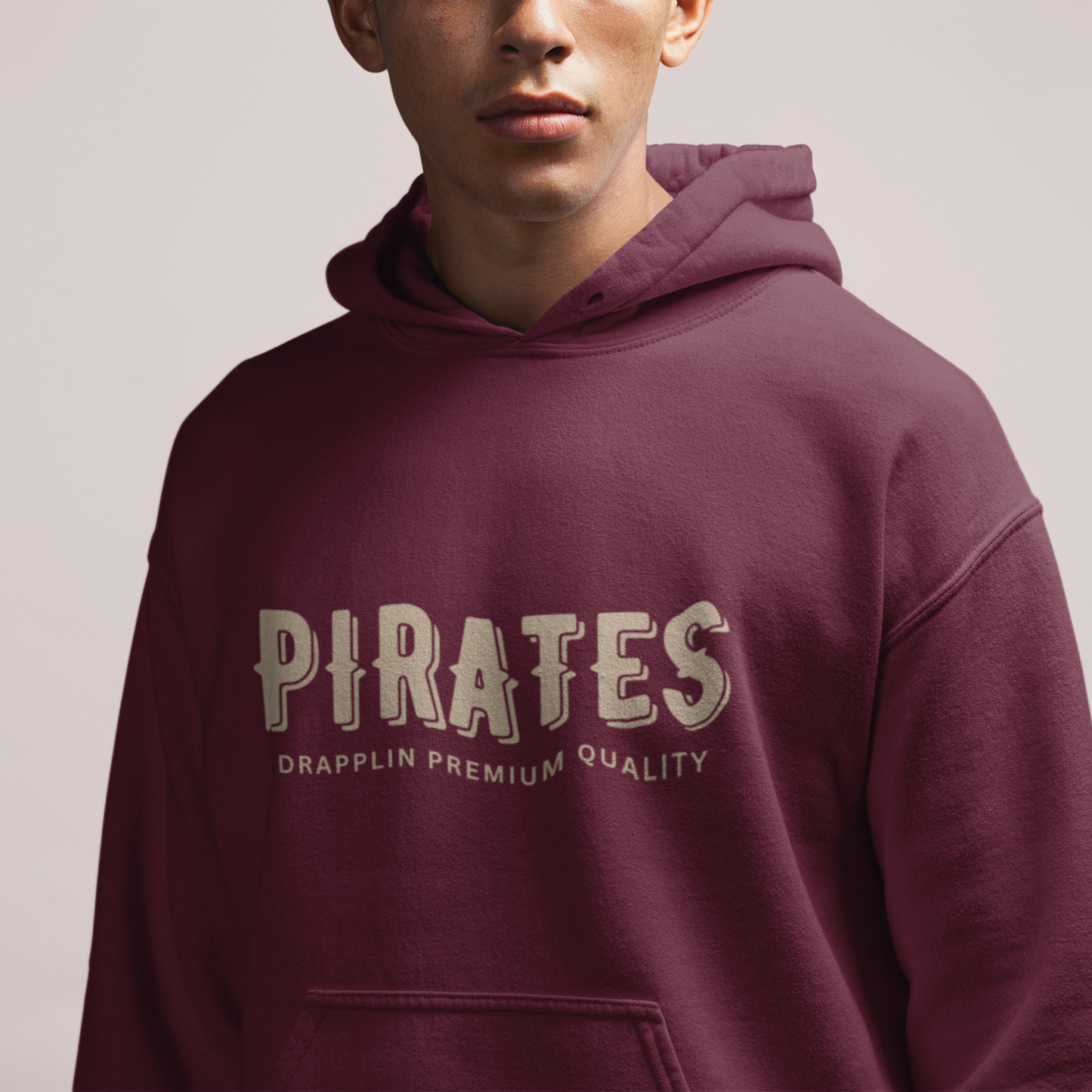 Pirates Maroon Regular Back Typographic Printed Hoodie