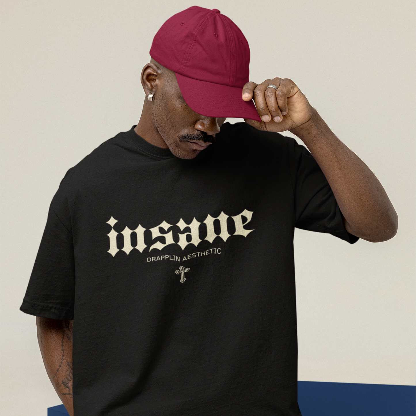 Insane Premium Black Oversized Typography Back Printed T-shirt