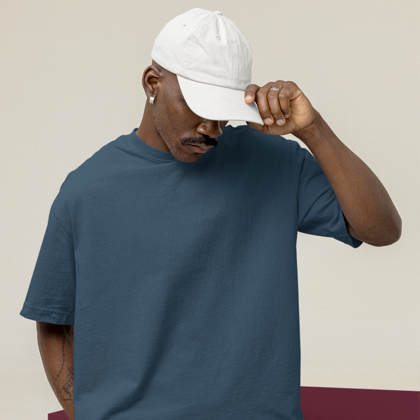 Premium Petrol Blue Oversized Solid Plain T-shirt
