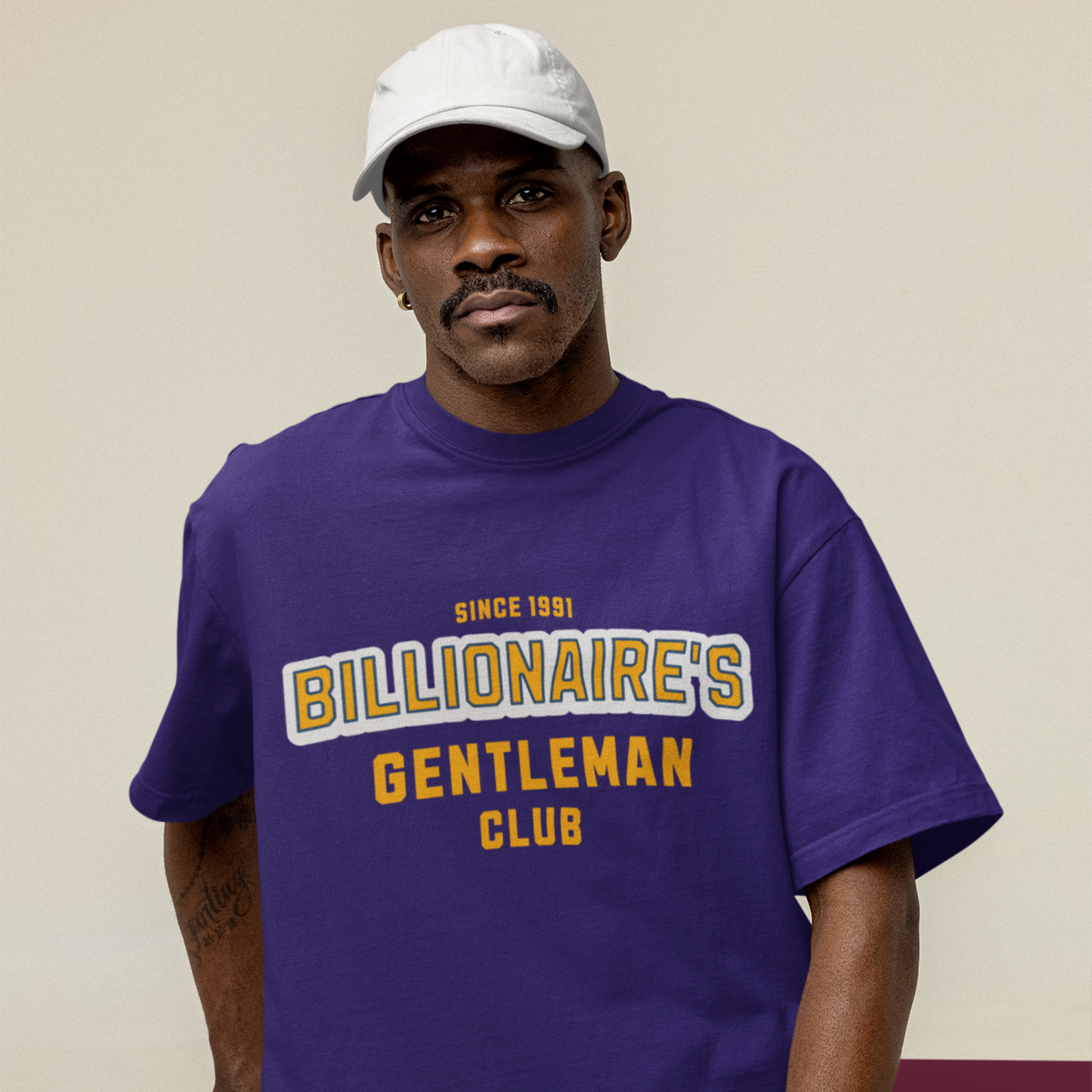Billionaire Premium Purple Oversized Typography T-shirt