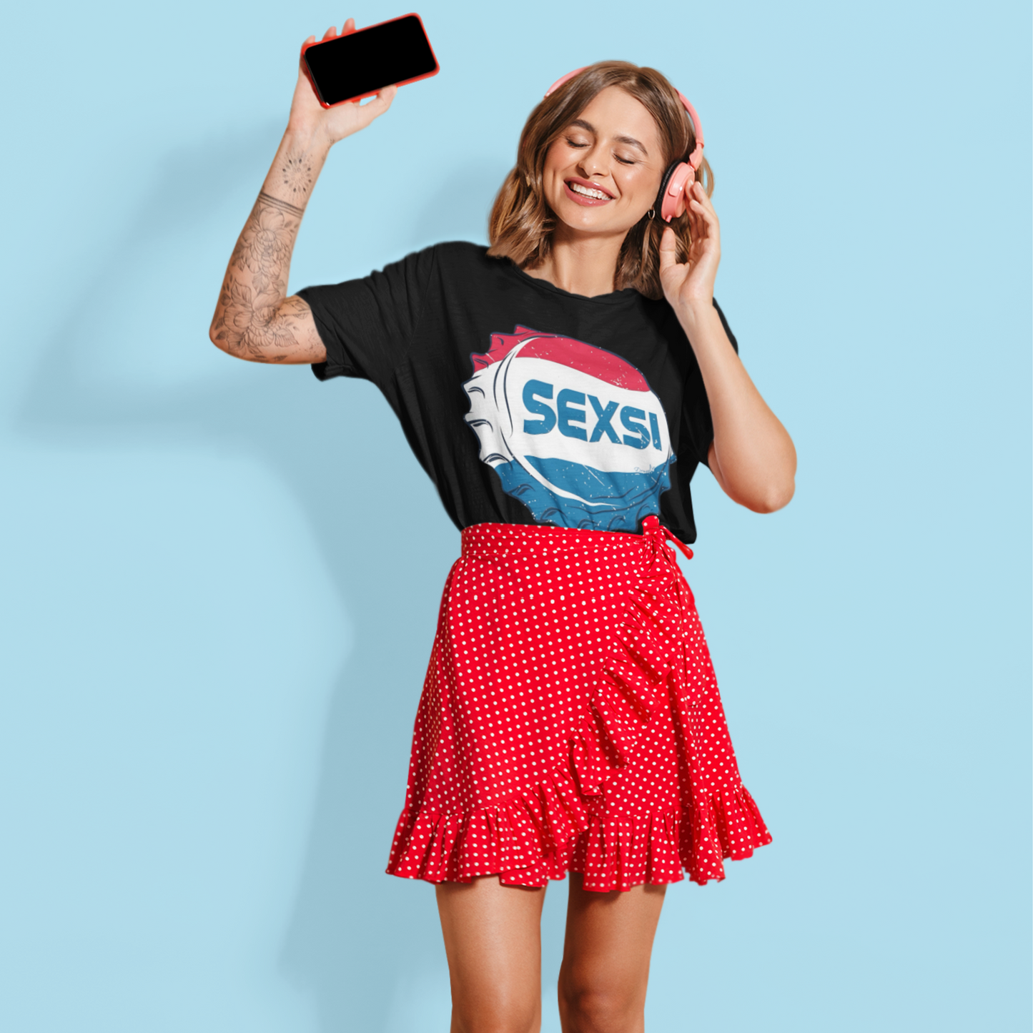 Sexsi Premium Woman Black Oversized Printed T-shirt