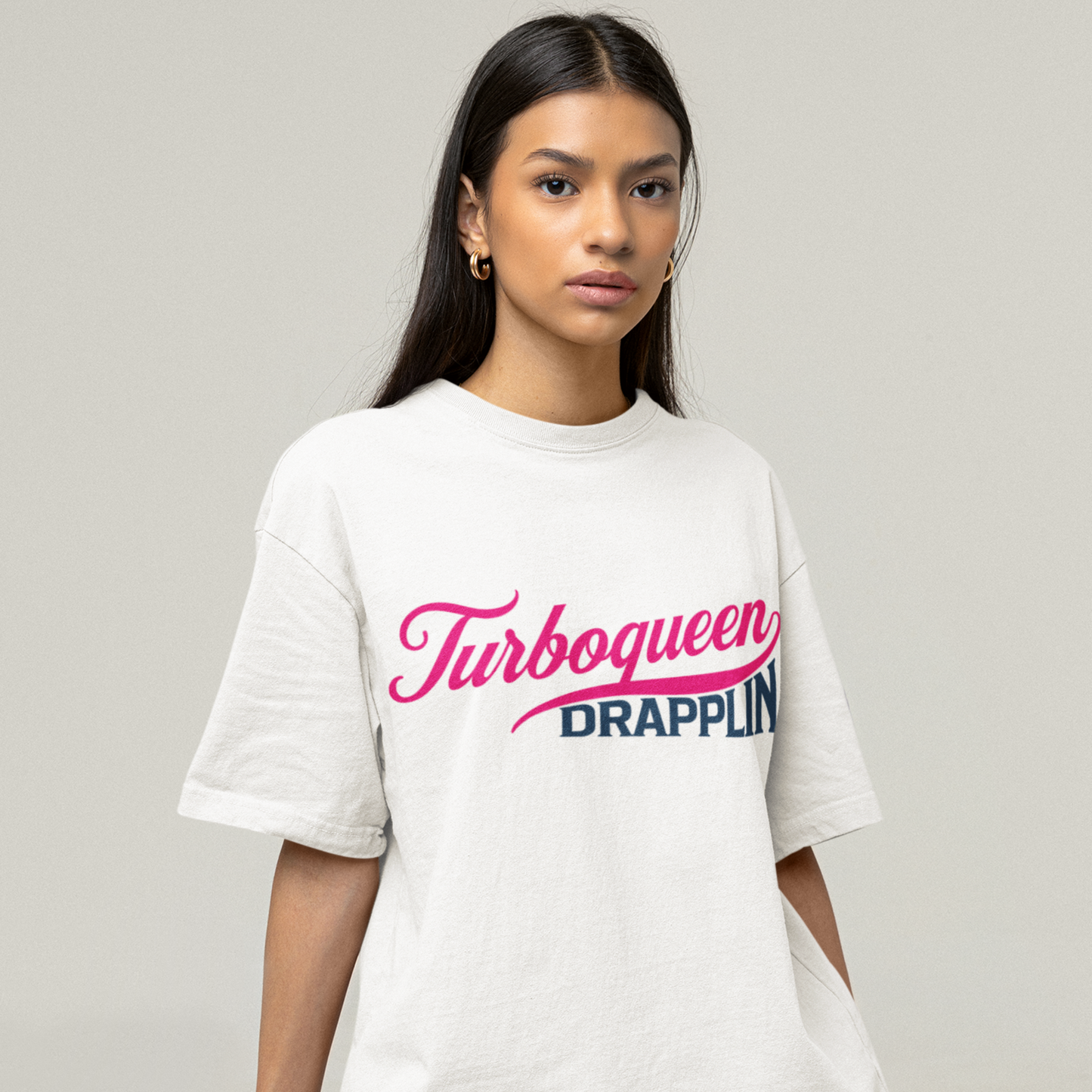 Turboqueen Premium White Woman Oversized Back Printed T-shirt