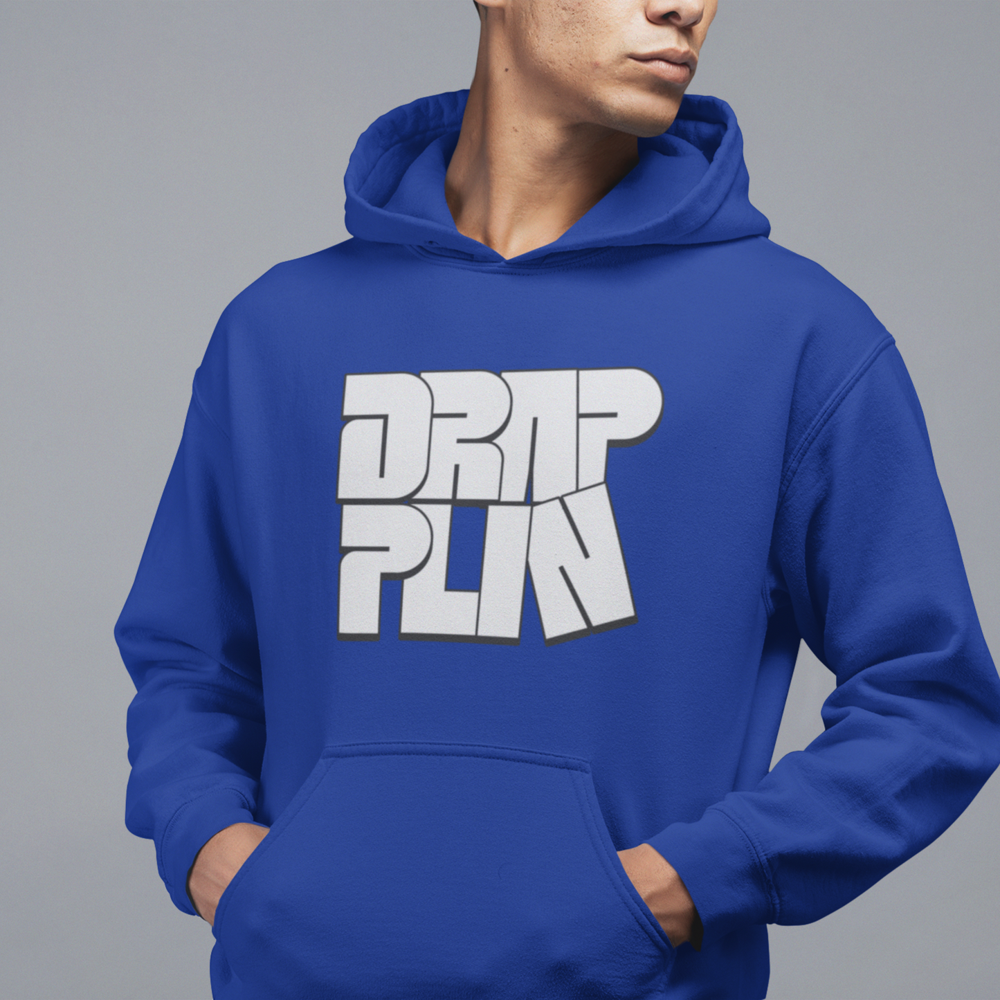 Drapplin Royal Blue Regular Typographic Printed Hoodie