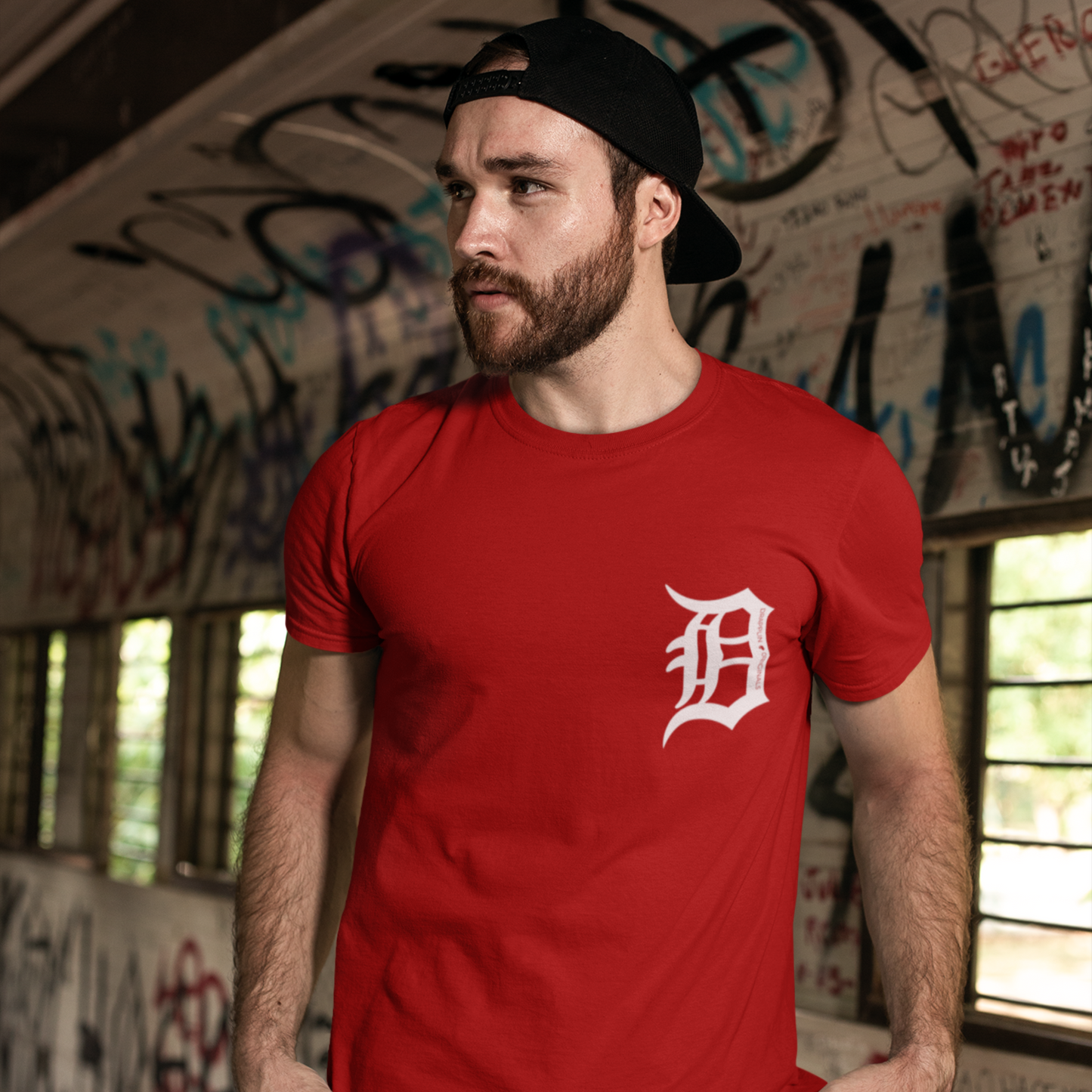 Drapplin Originals Typographic Red Crew Neck Printed T-shirt
