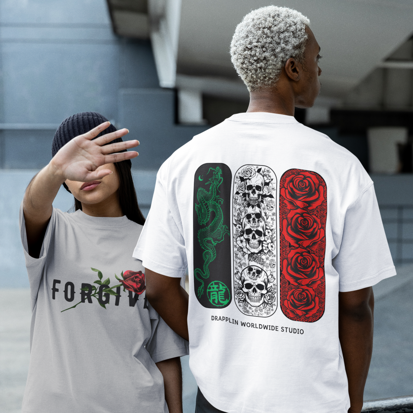 Forgive Premium White Oversized Typography Back Printed T-shirt