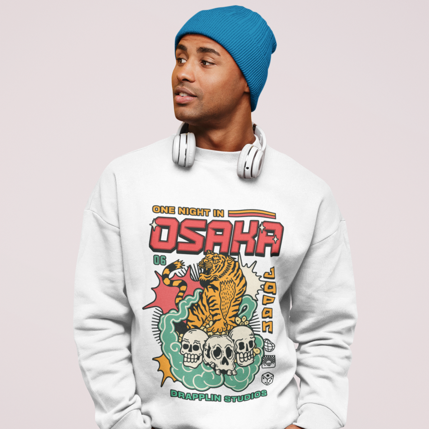 Osaka White Regular Typographic Printed Sweatshirt