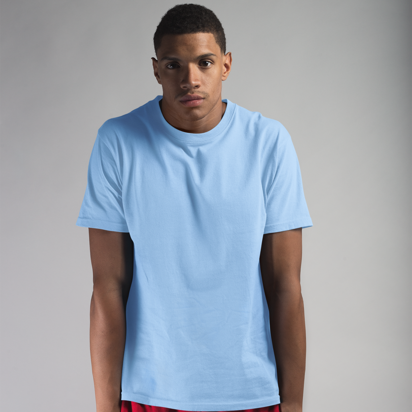 Premium Baby Blue Regular Crew Neck Solid Plain T-shirt