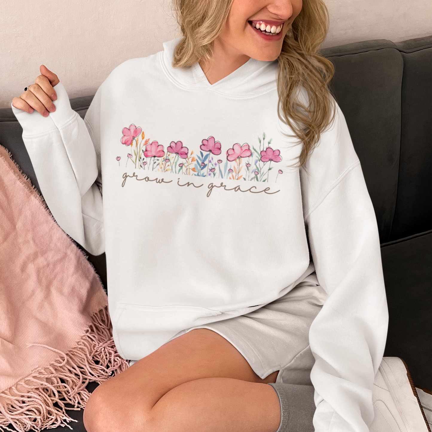 Grow White Woman Regular Typographic Printed Hoodie