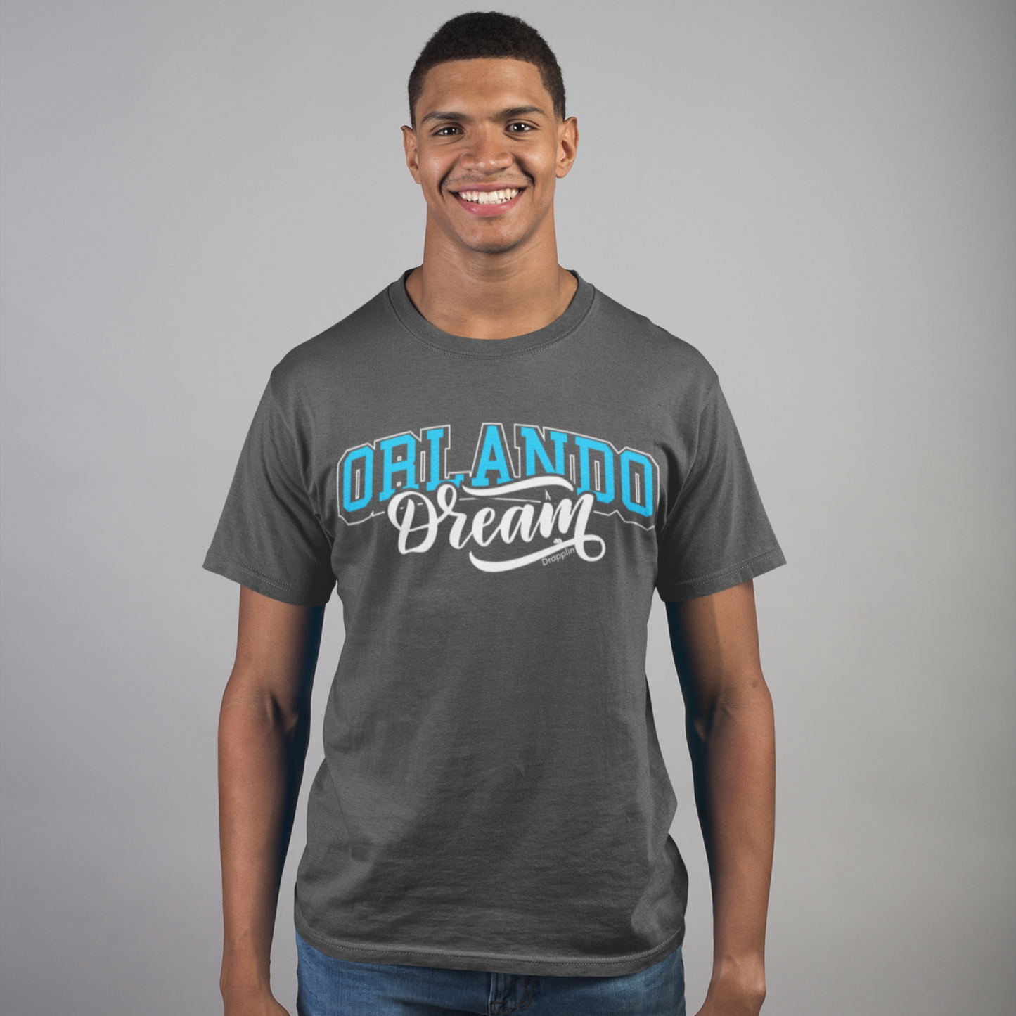 Orlando Charcoal Mélange Crew Neck Graphic Printed T-shirt