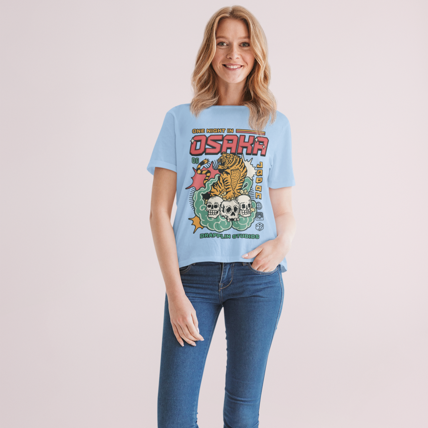 Osaka Unisex Baby Blue Relaxed Fit Printed T-shirt
