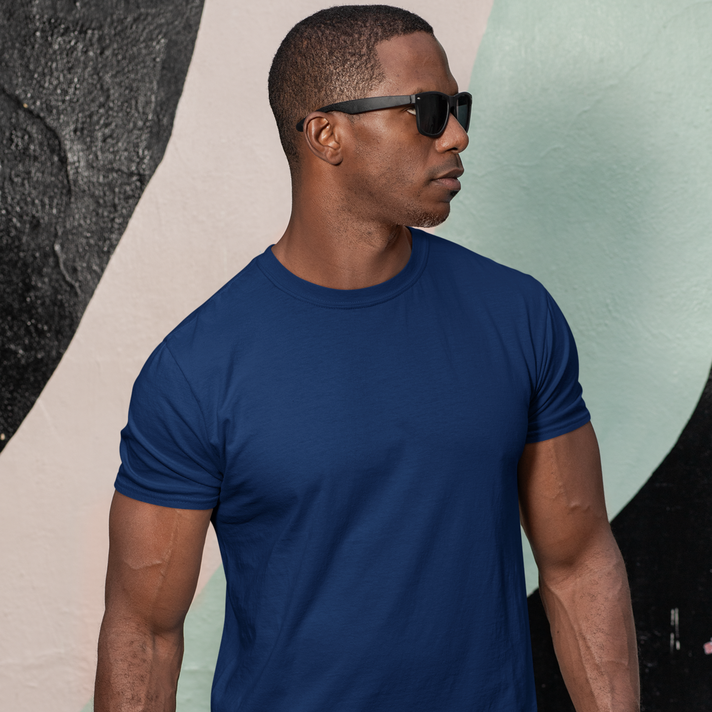 Premium Navy Blue Regular Crew Neck Solid Plain T-shirt