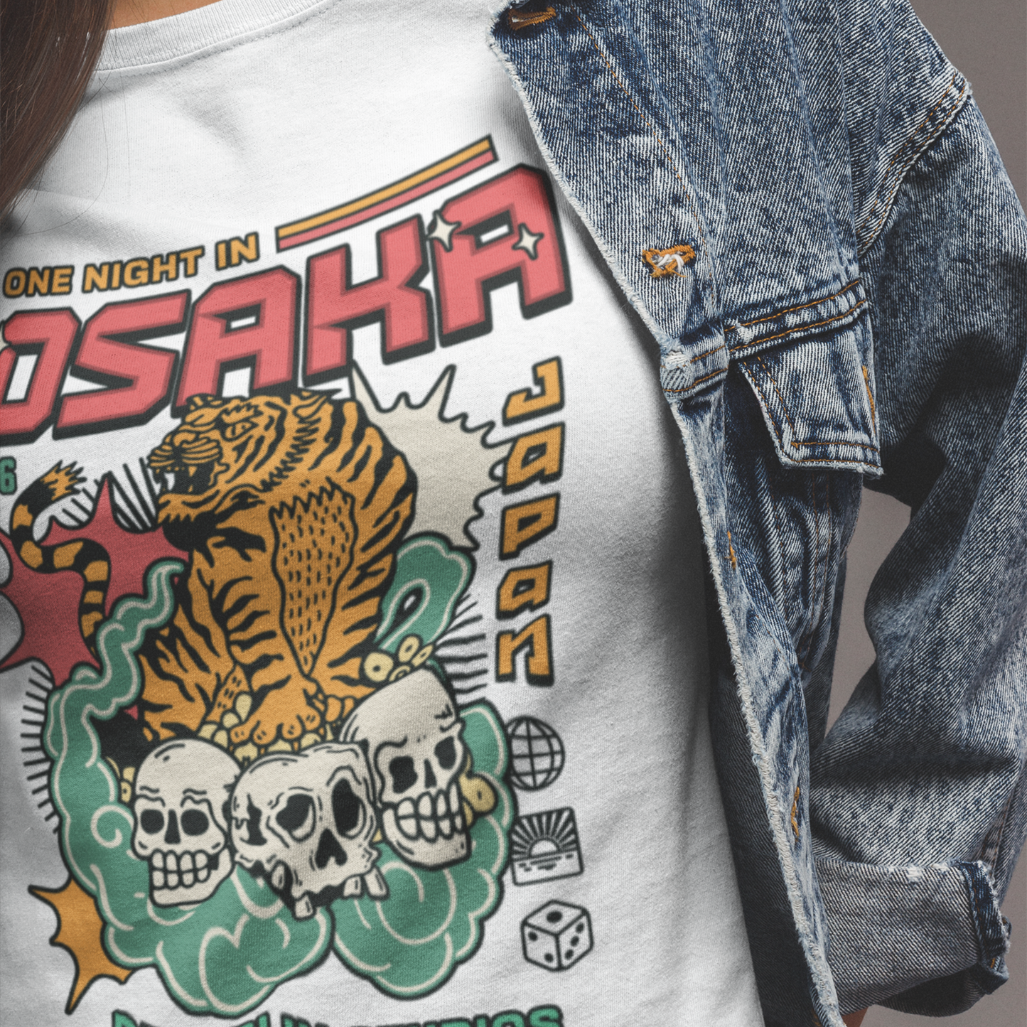 Osaka Unisex White Relaxed Fit Printed T-shirt