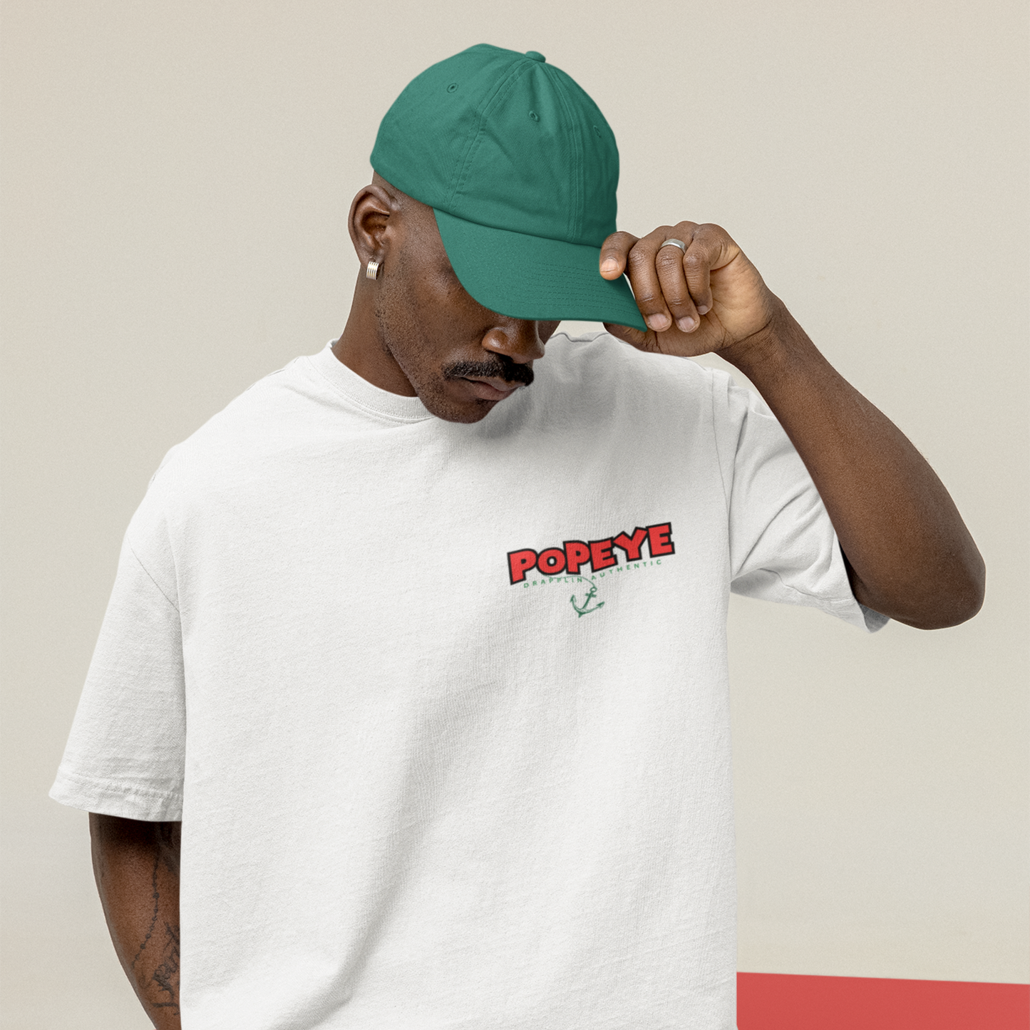 Popeye Premium White Oversized Typography Back Printed T-shirt