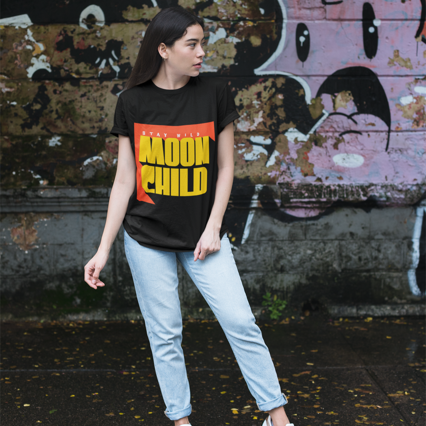 Moonchild Woman Black Relaxed Fit Printed T-shirt