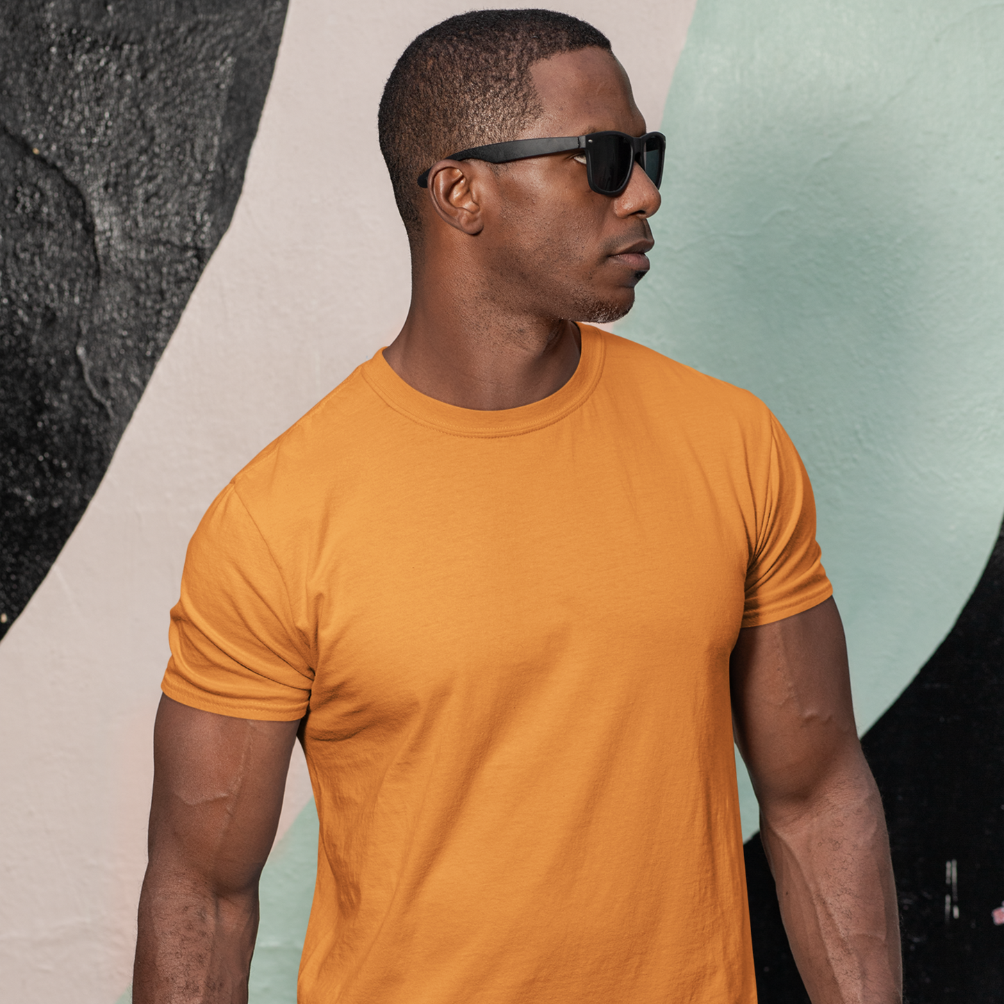 Premium Orange Regular Crew Neck Solid Plain T-shirt