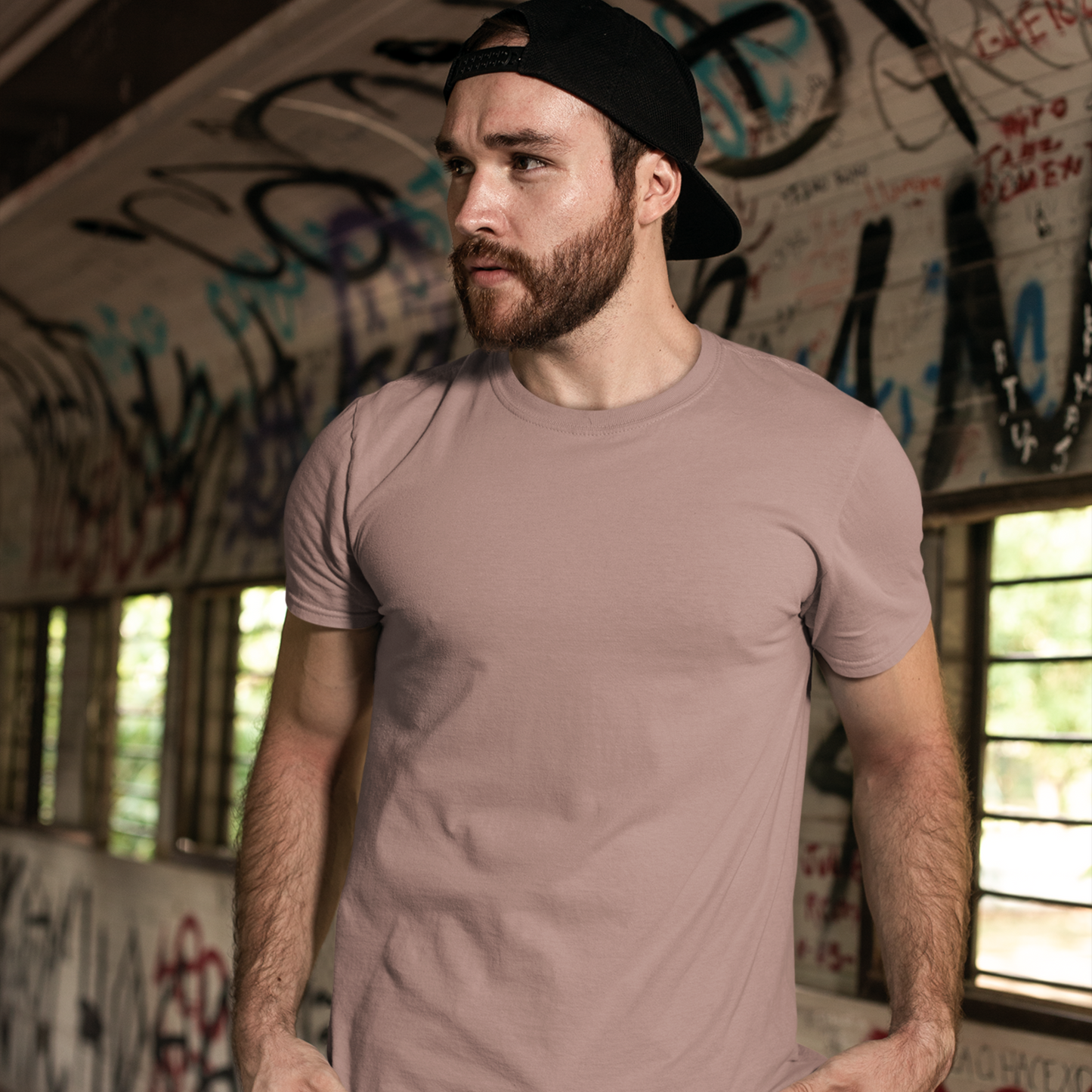 Premium Mushroom Regular Crew Neck Solid Plain T-shirt