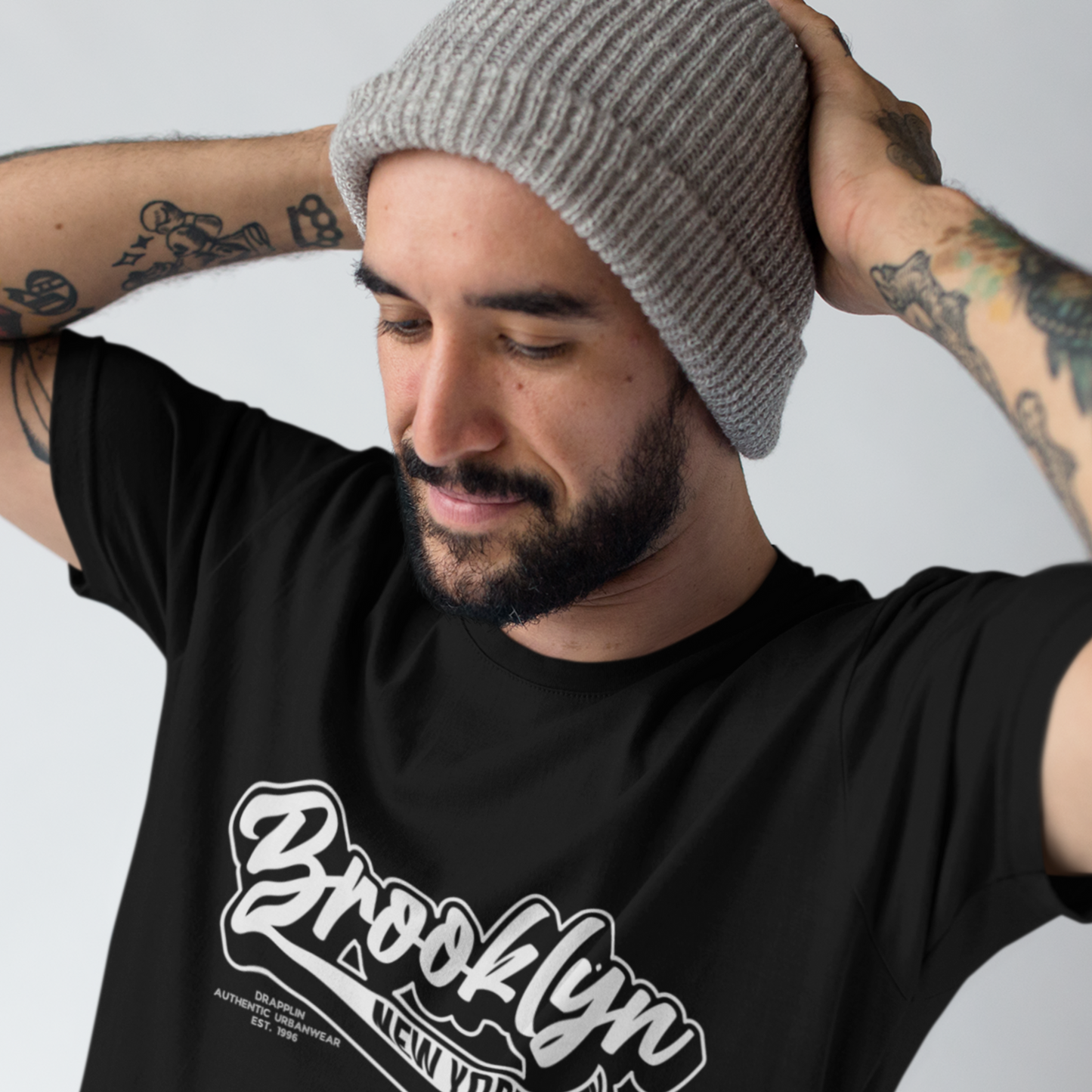 Brooklyn Black Typographic Crew Neck Graphic Printed T-shirt