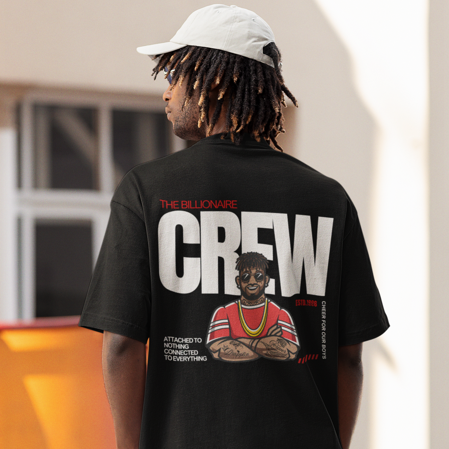 Crew Premium Black Oversized Typography Back Printed T-shirt