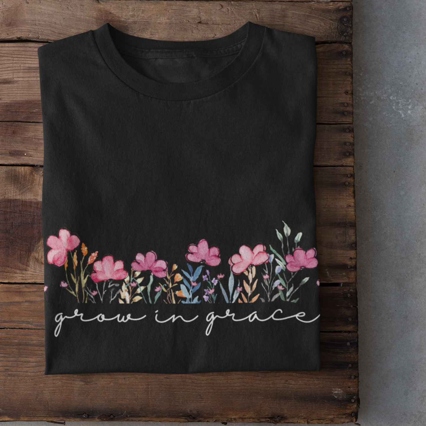 Grow In Grace Black Woman Regular Fit Printed T-shirt