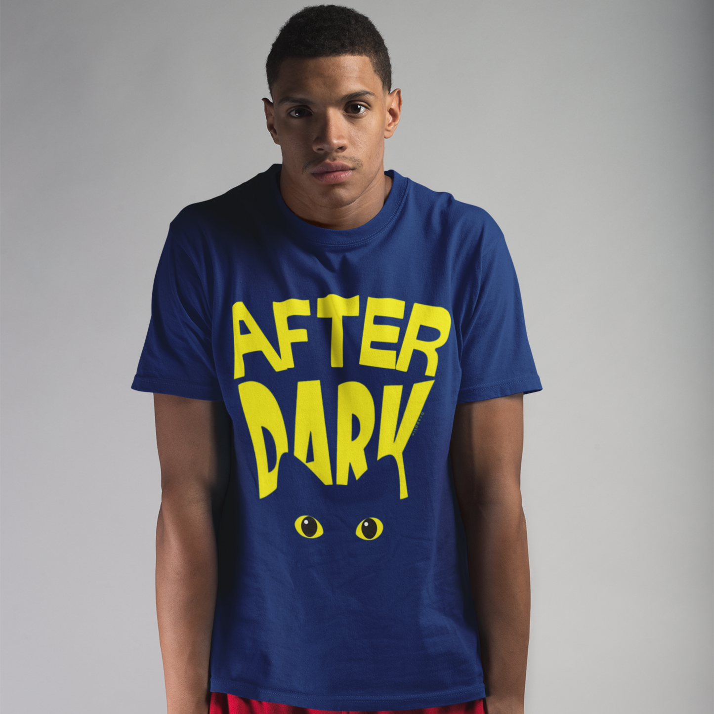 After Dark Navy Blue Crew Neck Graphic Printed T-shirt
