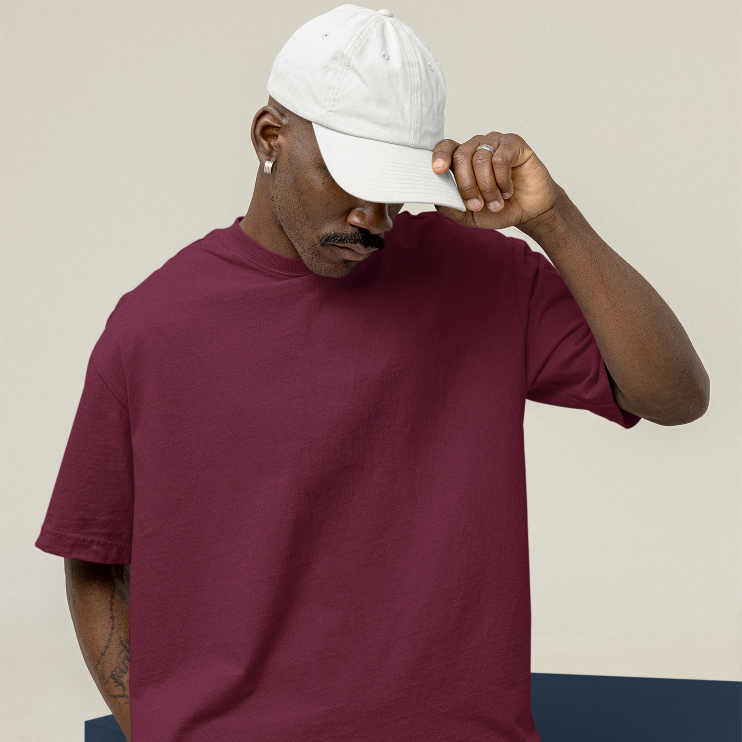Premium Maroon Oversized Solid Plain T-shirt
