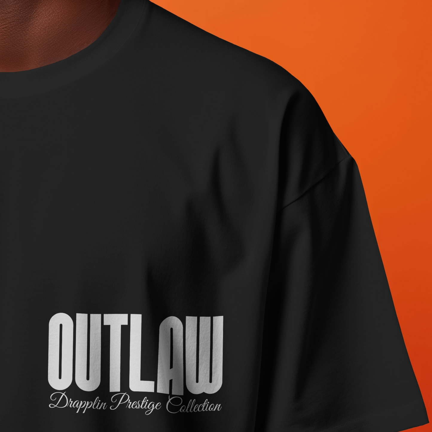 Outlaw Premium Black Oversized Typography Back Printed T-shirt
